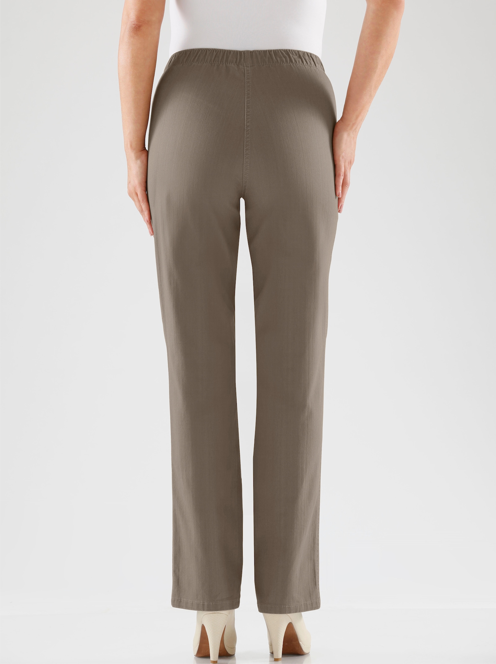Comfortjeans met comfortband rondom - taupe