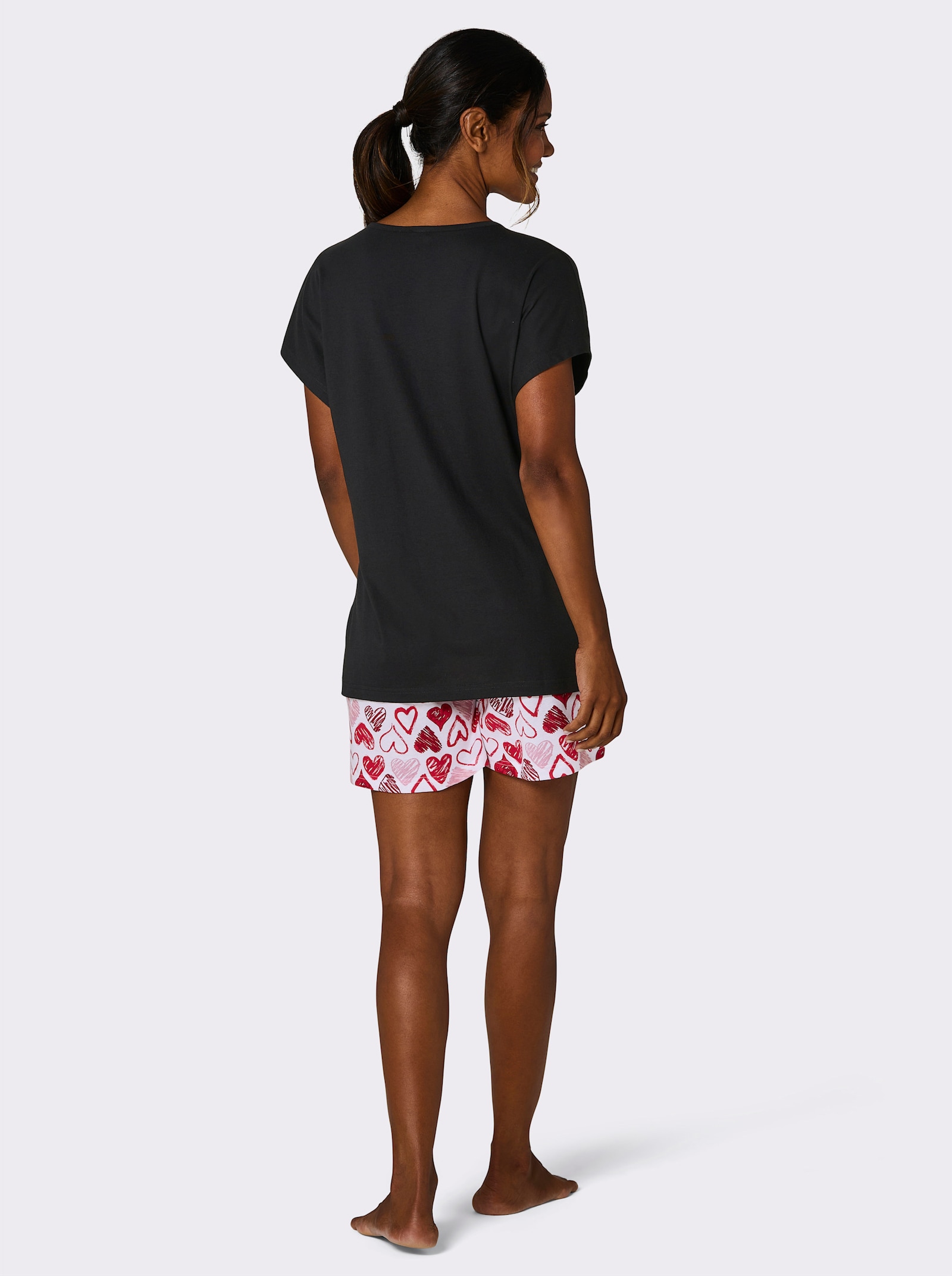 wäschepur Pyjama court - noir-rouge imprimé