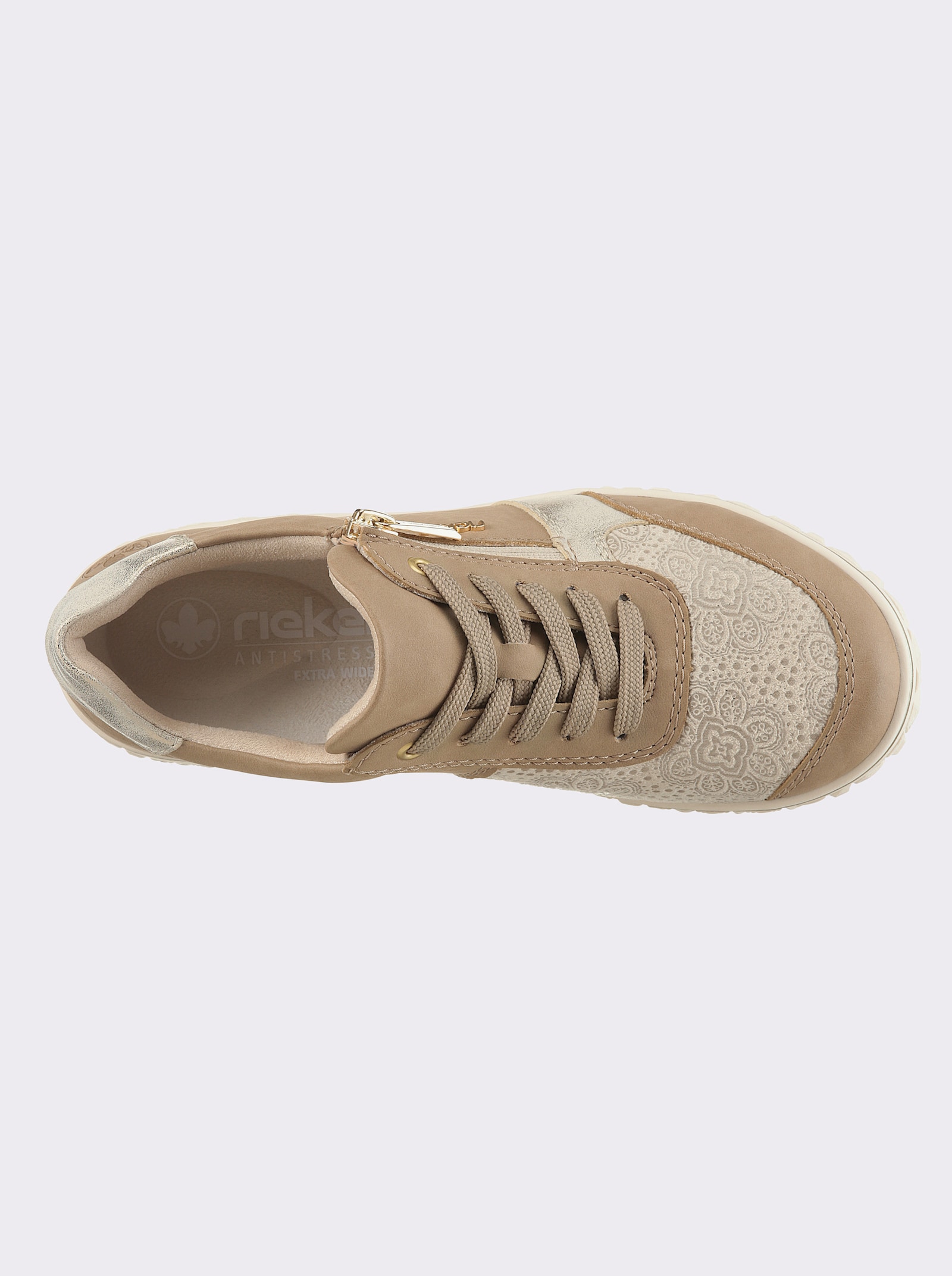 Rieker Schnürschuh mit Stretch-Einsatz, für kräftige Füße - beige