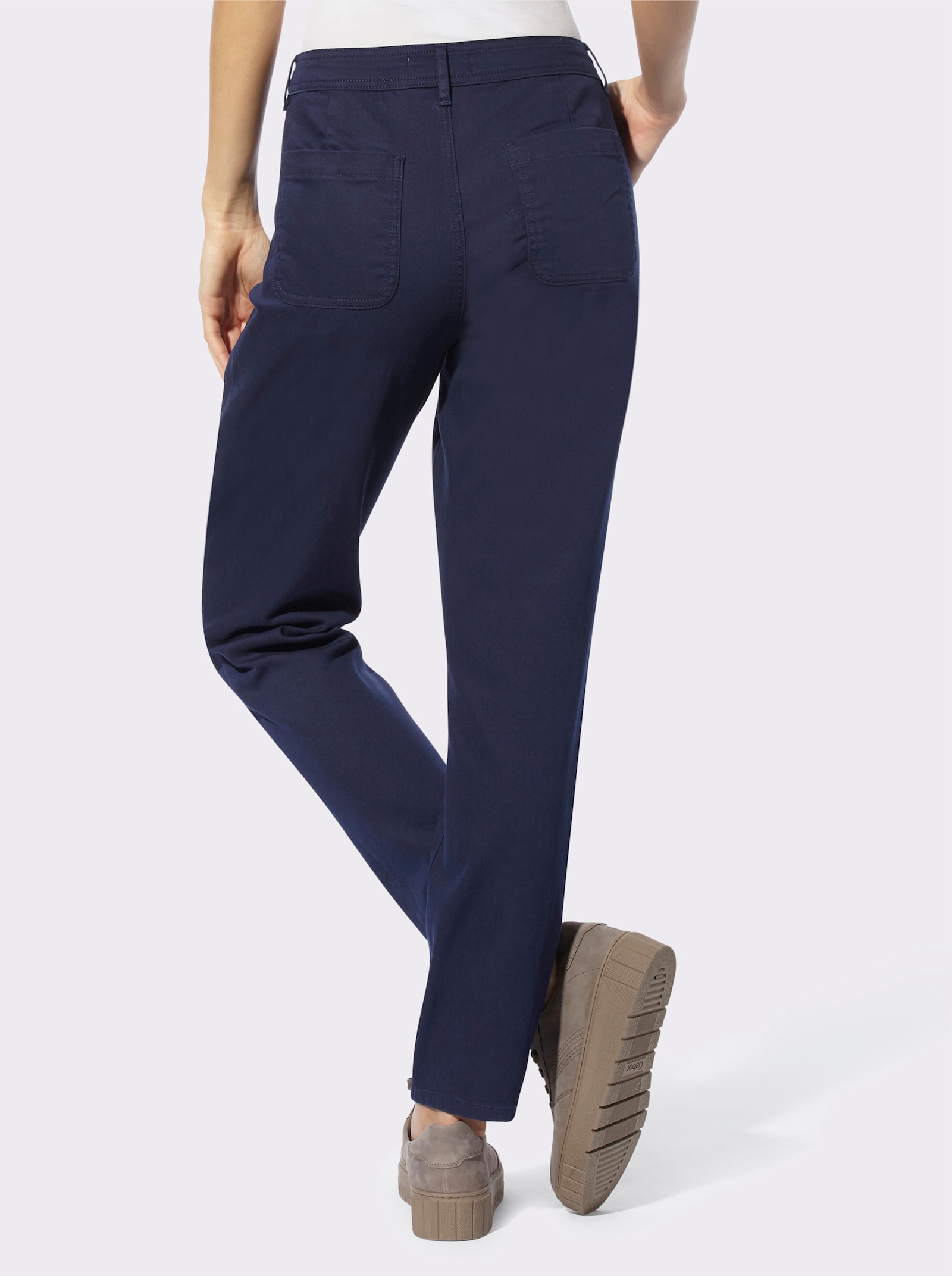 heine Stretch-Jeans mit Tunnelzug und Bindeband - marine