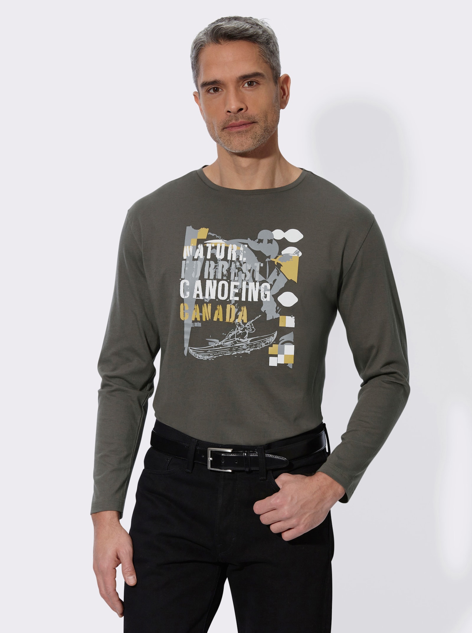 Langarmshirt mit Druckmotiv - graphit