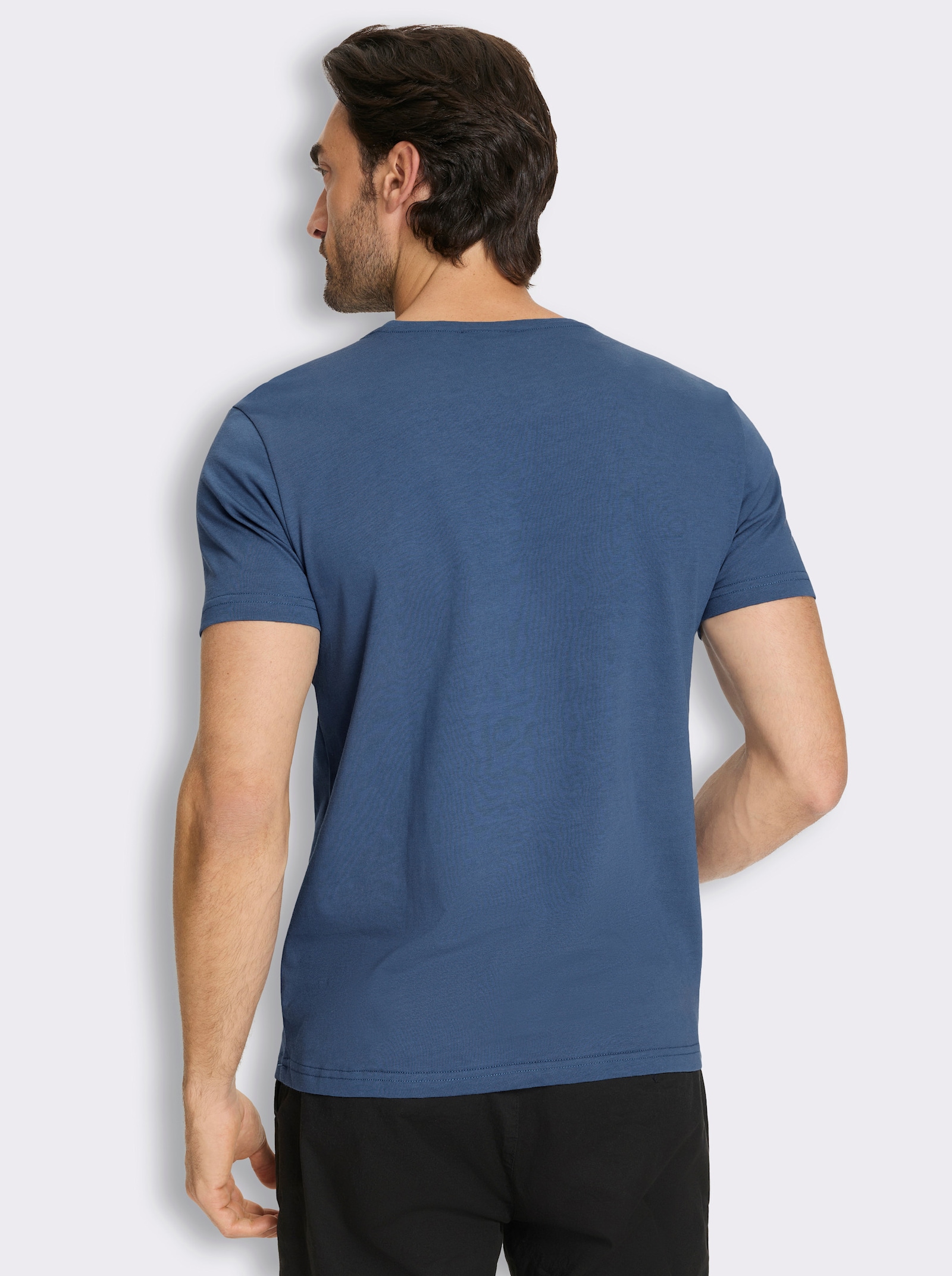 Marco Donati Kurzarmshirt mit Front-Print, Baumwolle - jeansblau-bedruckt