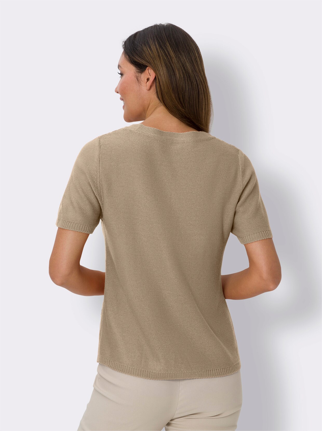 Pullover met korte mouwen - beige