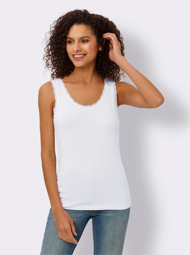 heine Shirttop mit Spitzenbesatz - weiß