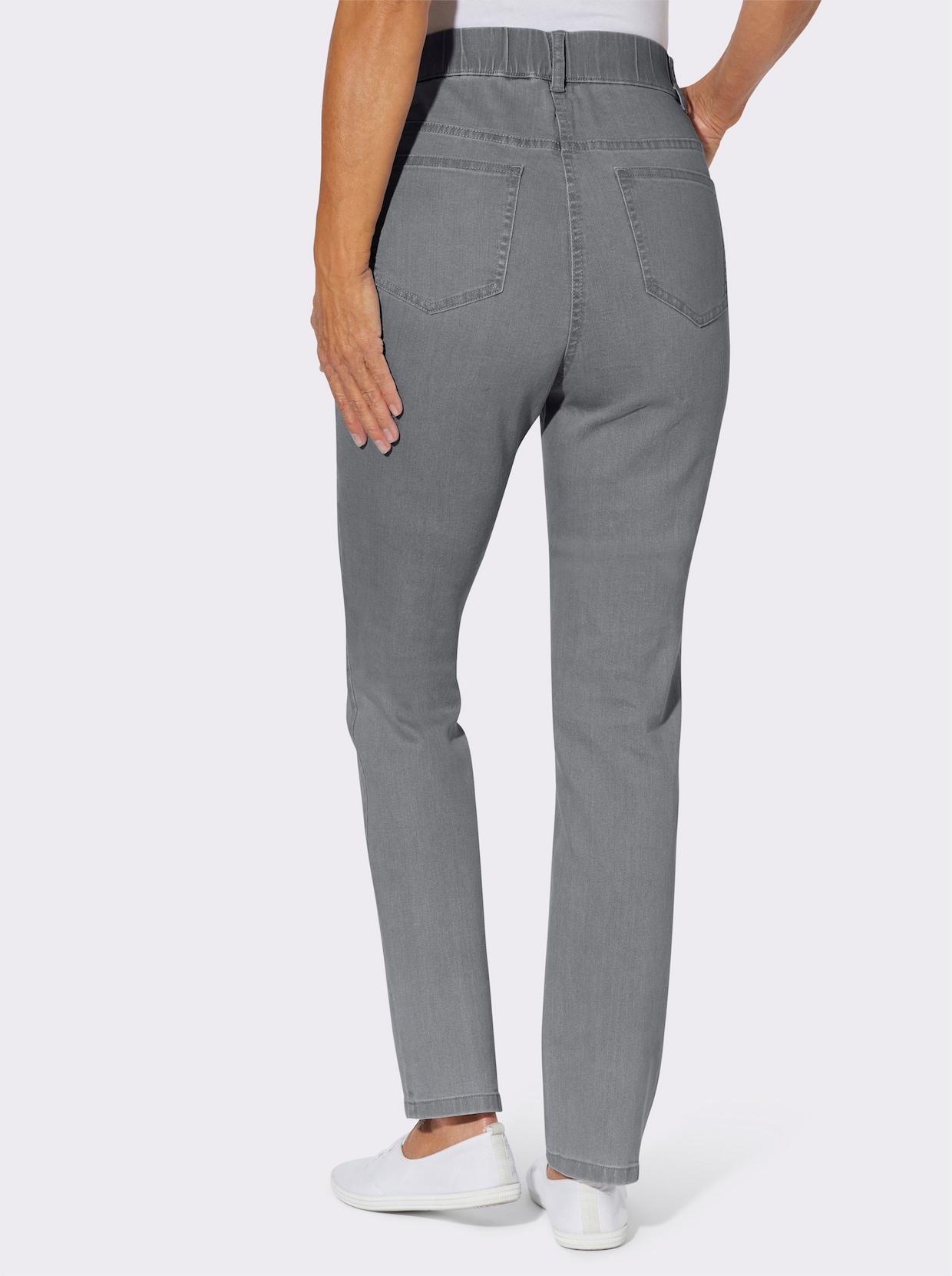 Jeans mit Rundum-Dehnbund - grey denim