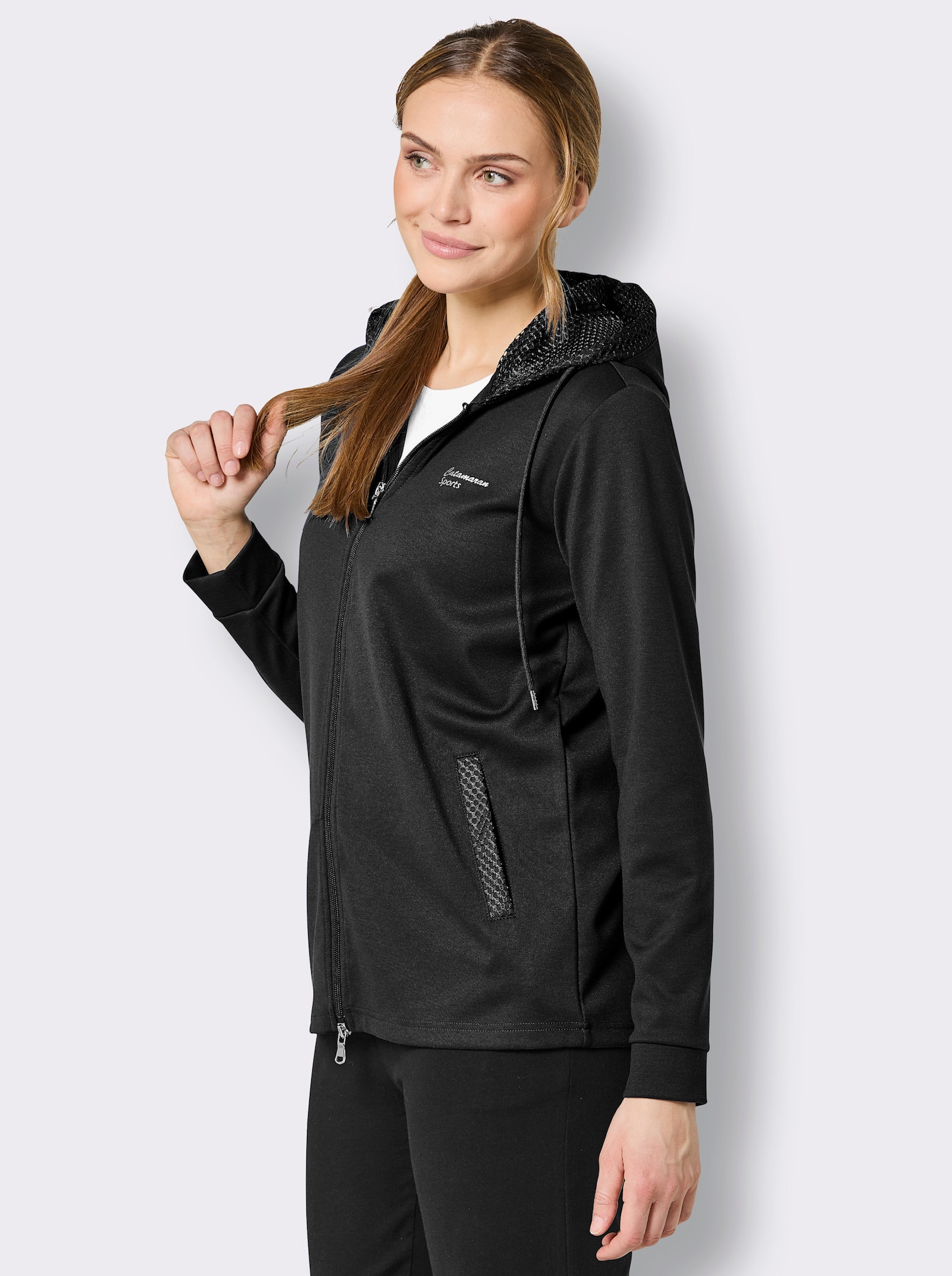 Catamaran Sports Funktionsjacke mit Mesh-Besatz - schwarz