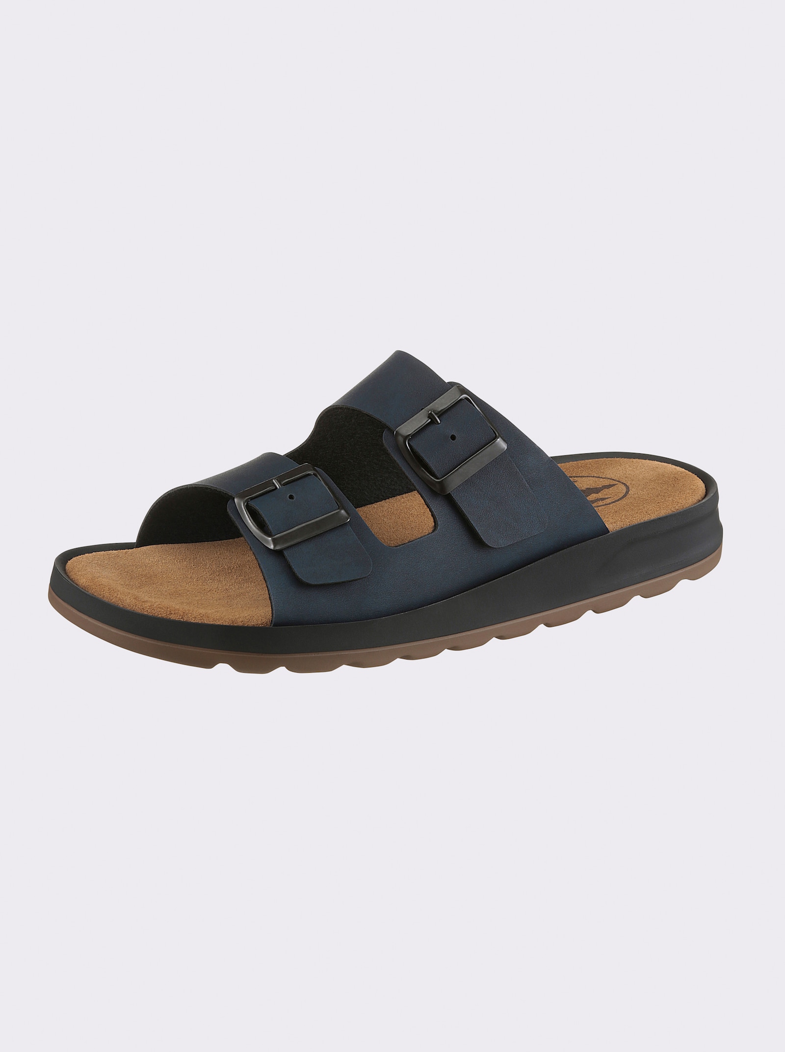 Franken Schuhe Pantolette mit gepolstertem Leder-Fußbett - marine