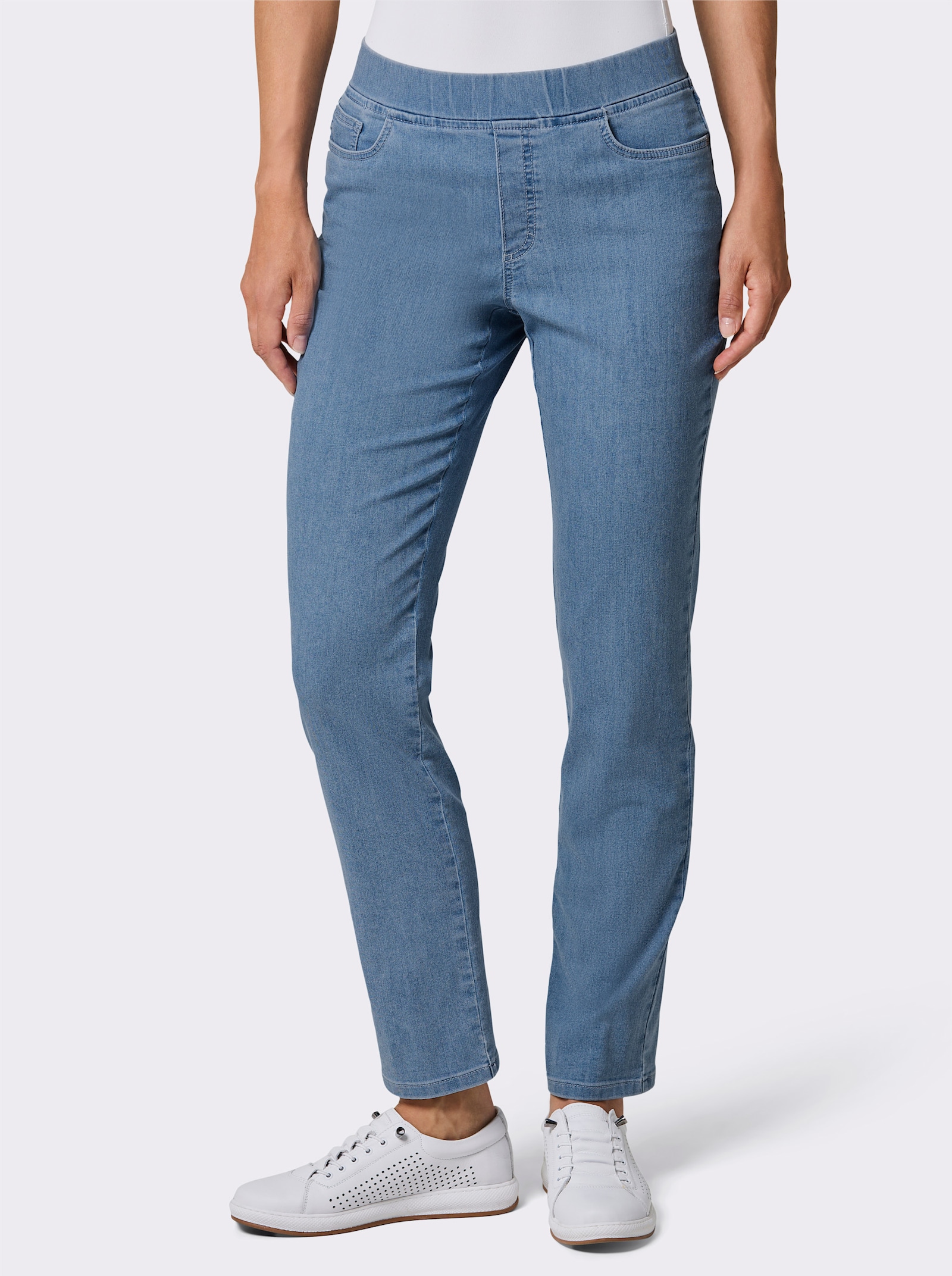 Ascari Schlupfjeans mit Dehnbund - blue-bleached