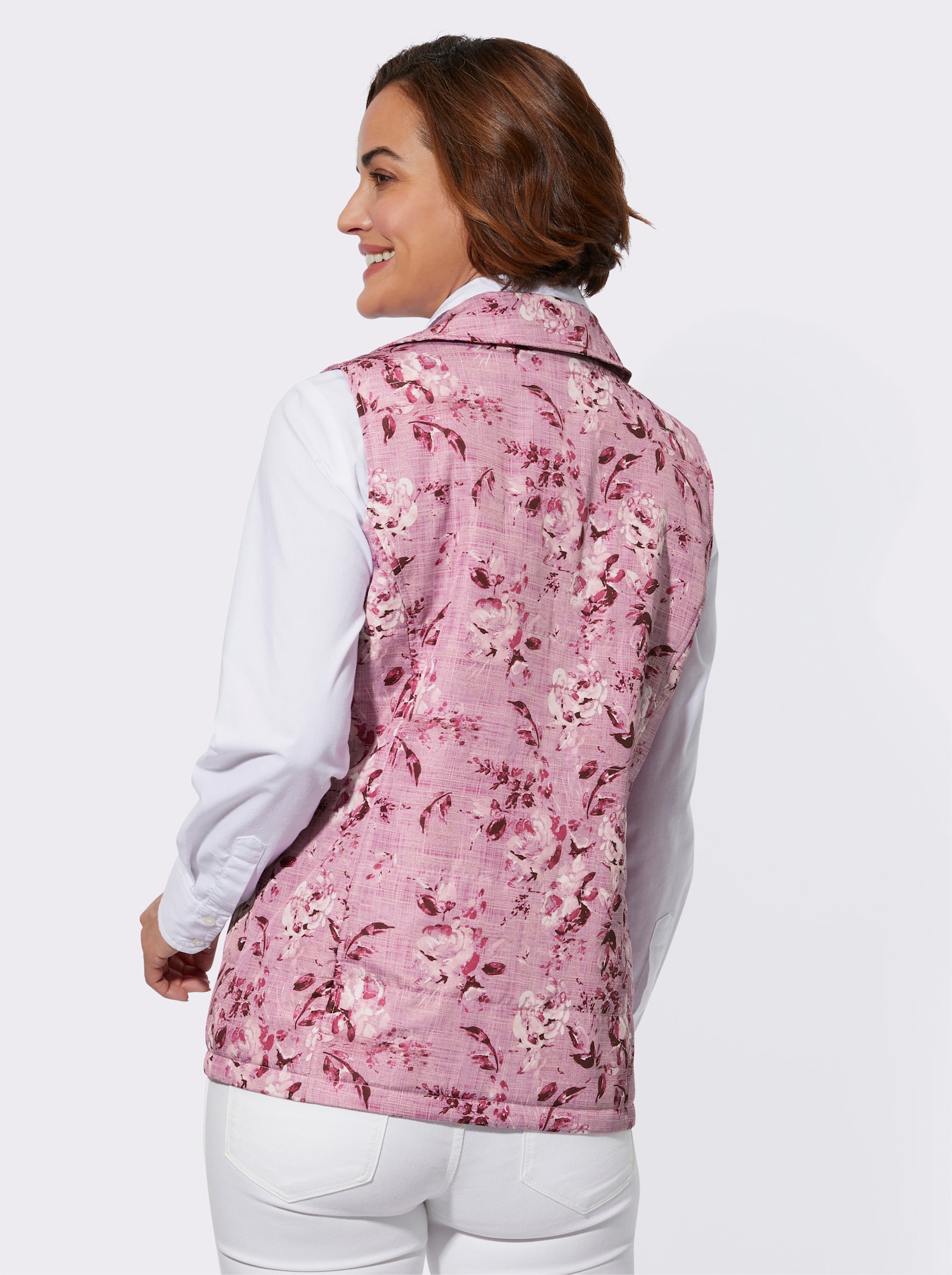 Steppweste mit Blumen-Druck - orchidee-bedruckt