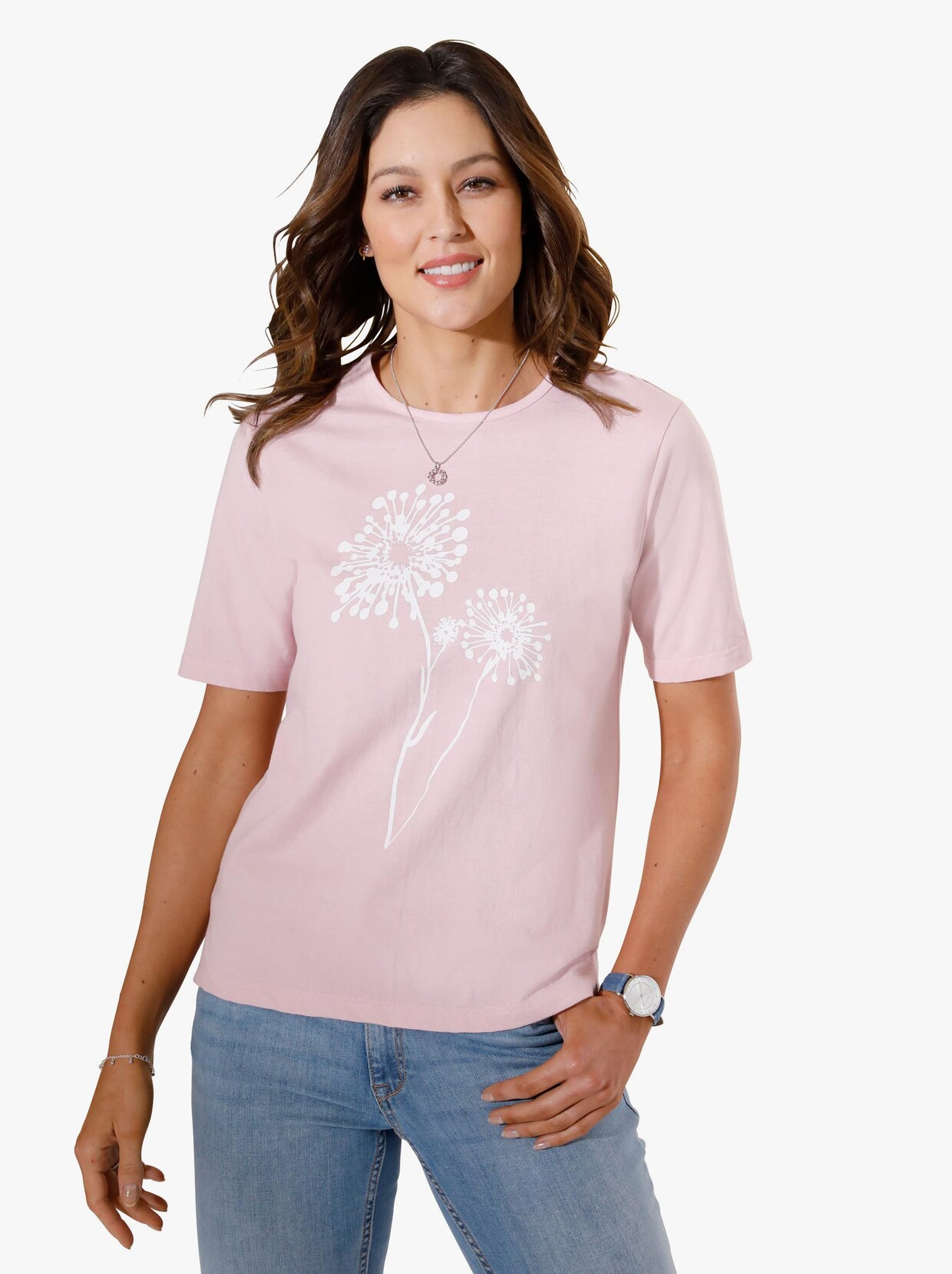T-Shirt - rosé-weiß