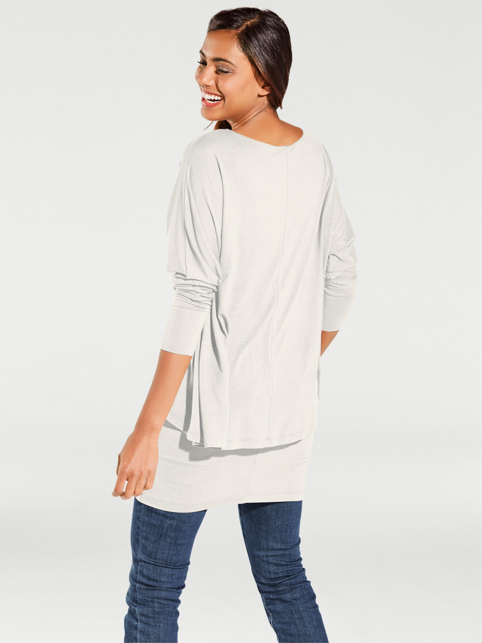 heine Rundhalsshirt mit Fledermaus-Ärmeln - ecru