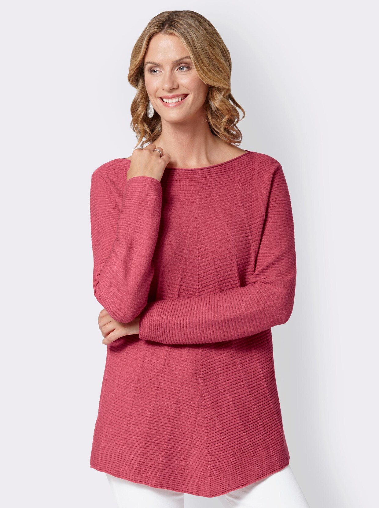 Strickpullover - korallenrot
