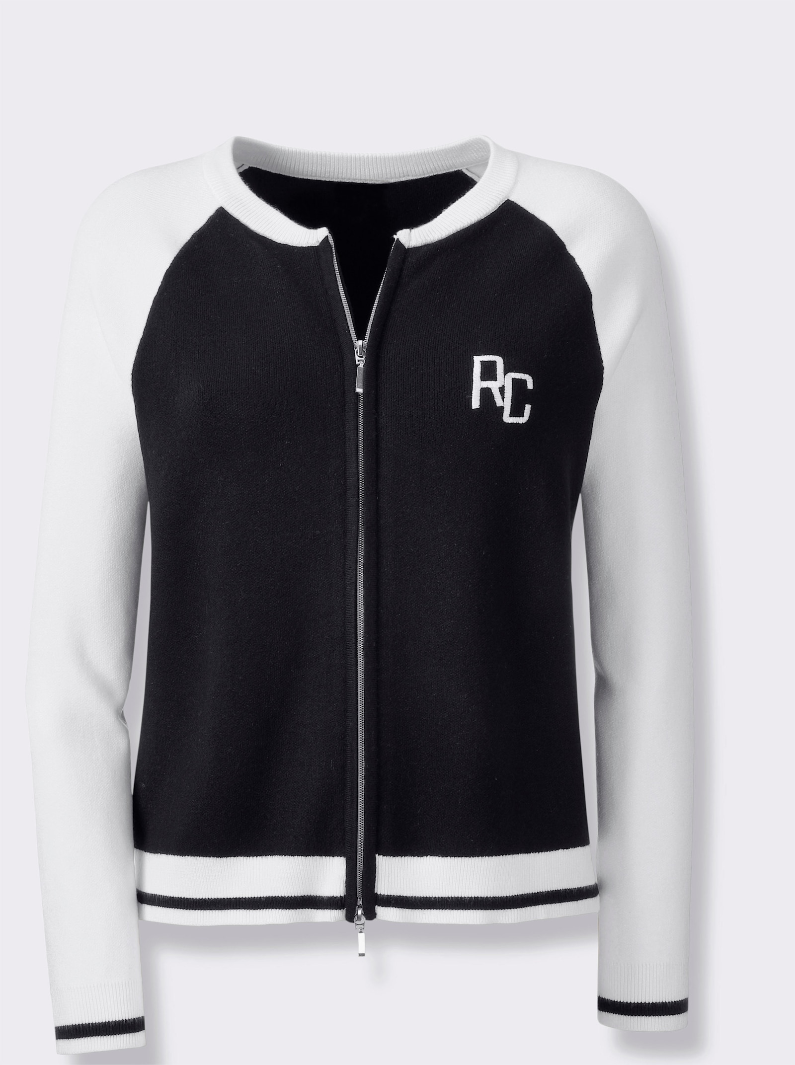 heine Veste blouson en tricot fin - noir-écru