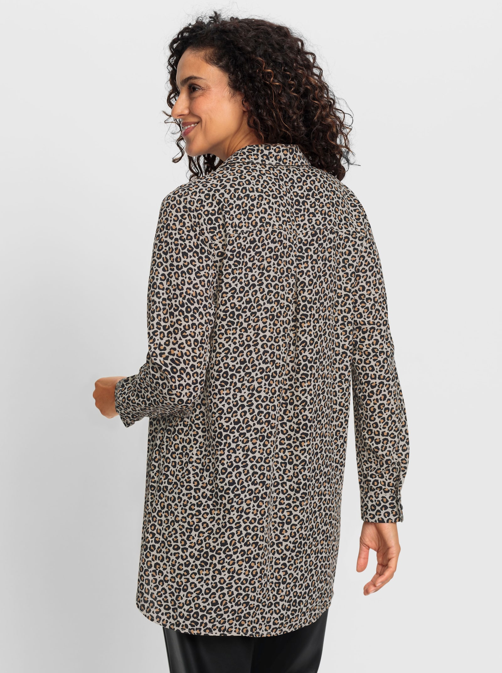 Druckbluse im Animal-Print - schwarz-camel-bedruckt