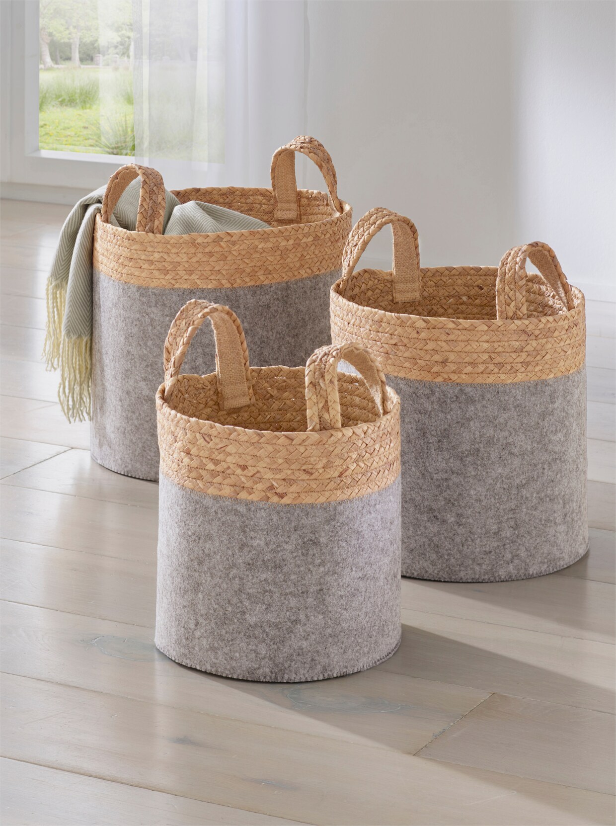 heine home Filzkörbe - grau-natur