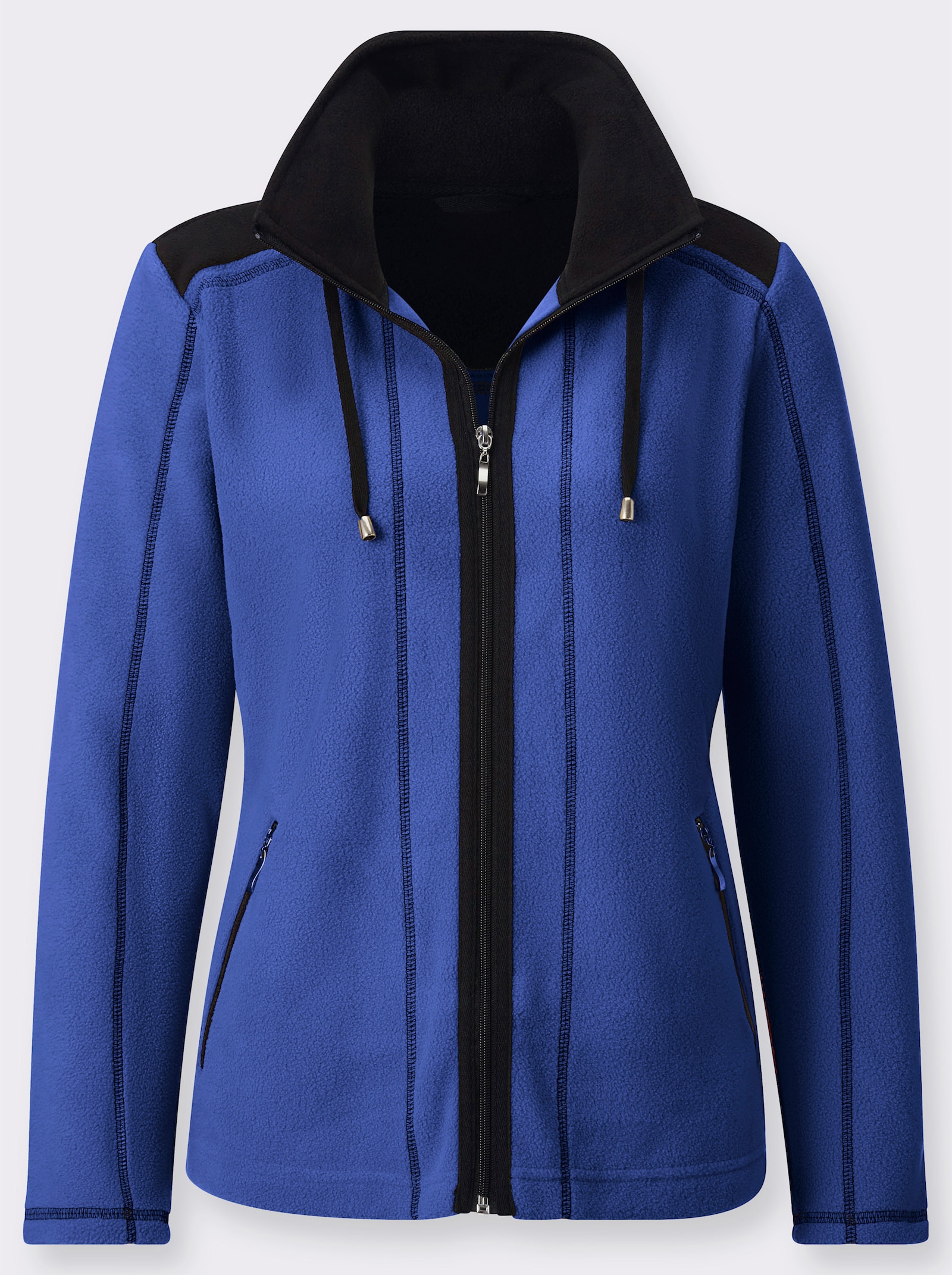 Fleecejacke mit Kontraststreifen - blau-schwarz