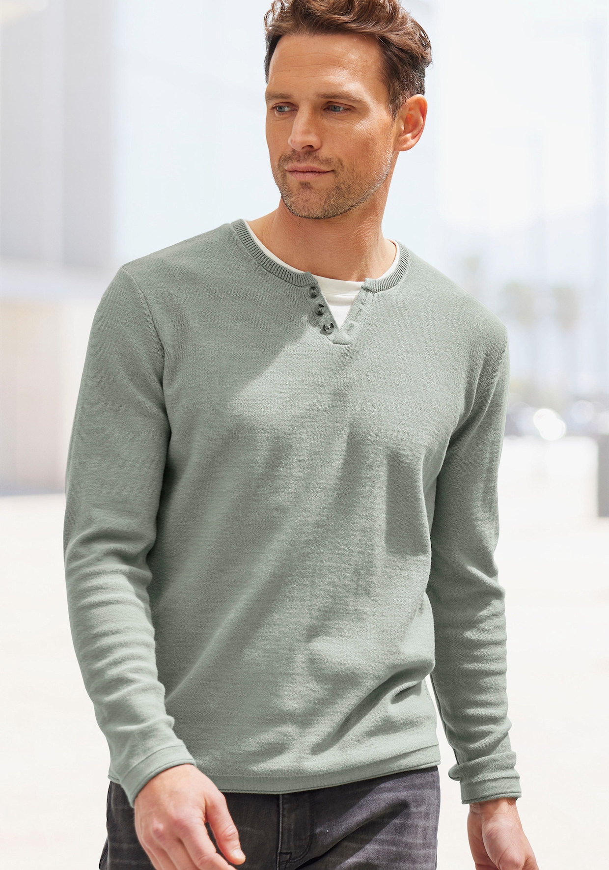 H.I.S Gebreide pullover - salie