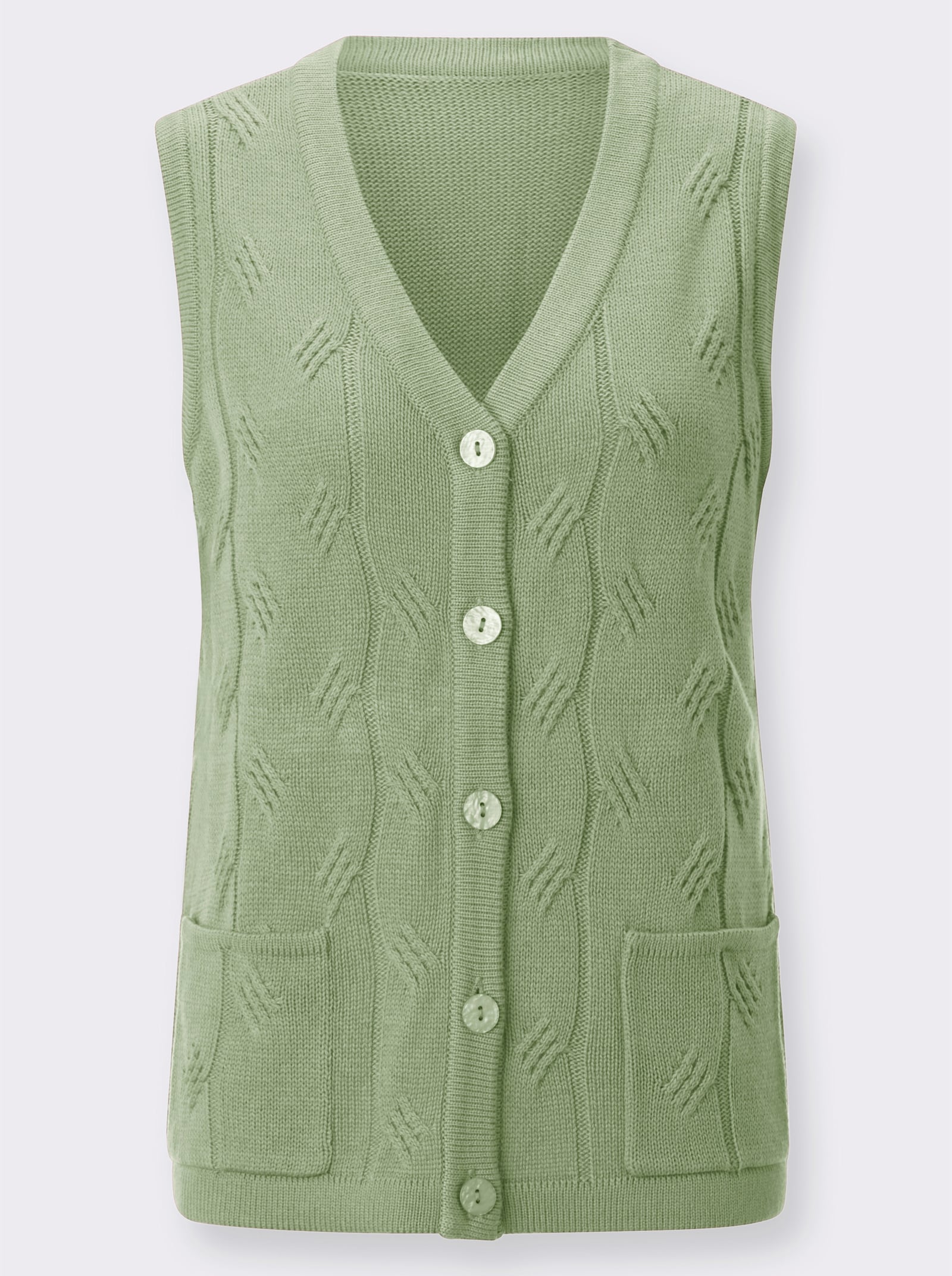 Strickweste mit Zopfmuster - eucalyptus