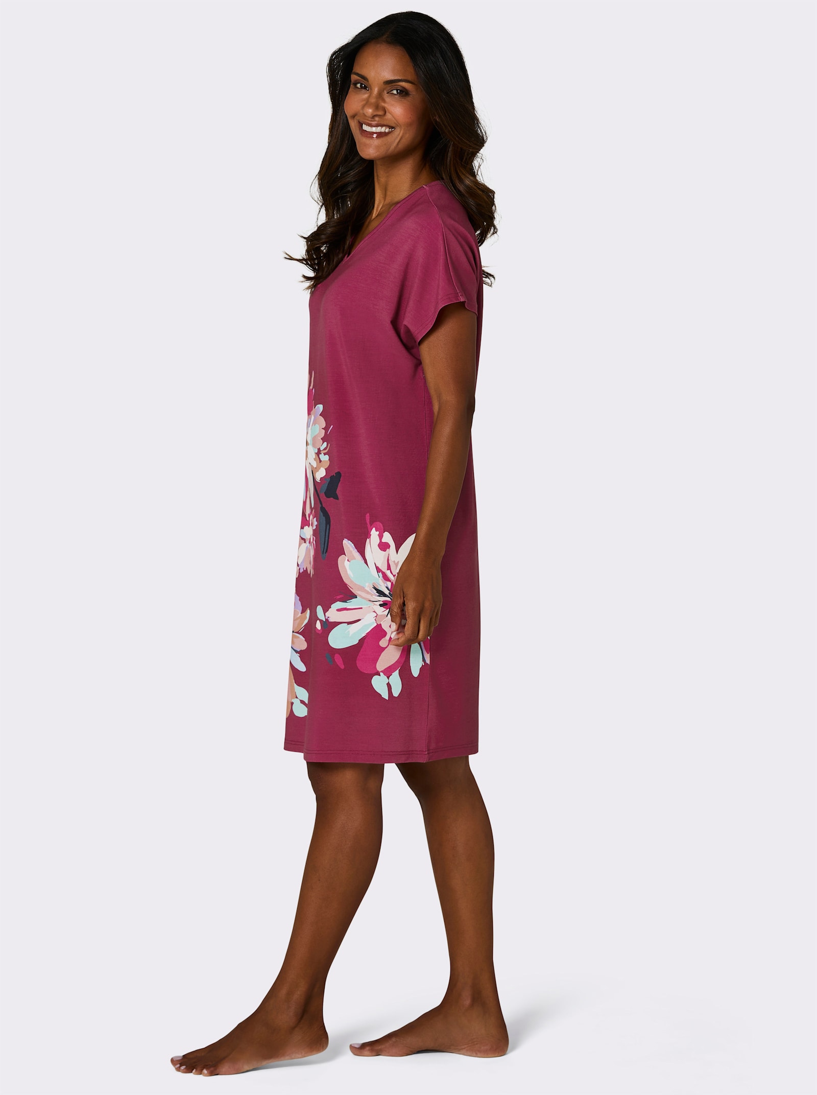 wäschepur Nachthemd - malve/rookblauw bedrukt