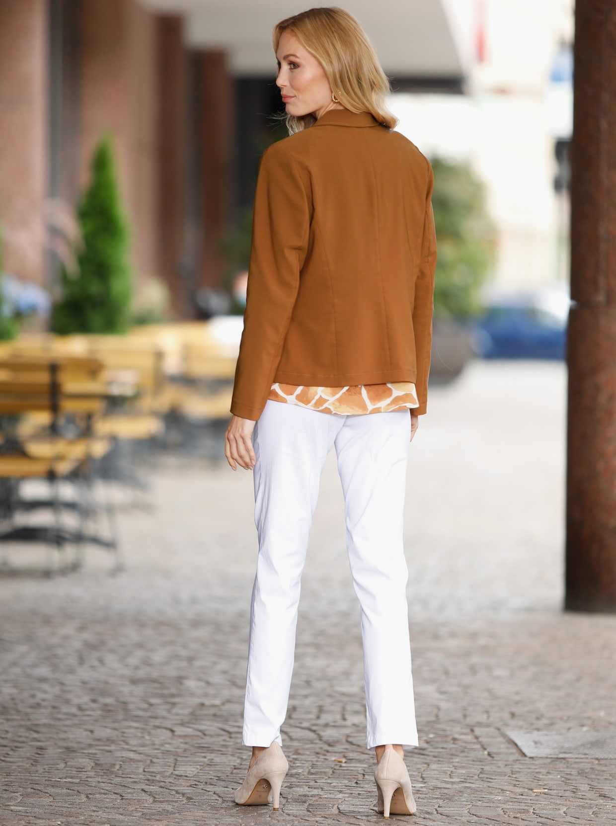 Pantalon en bengaline, glissières décoratives - blanc