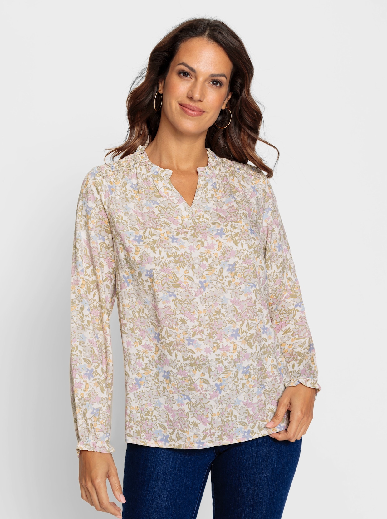 Blouse met print - champagne geprint