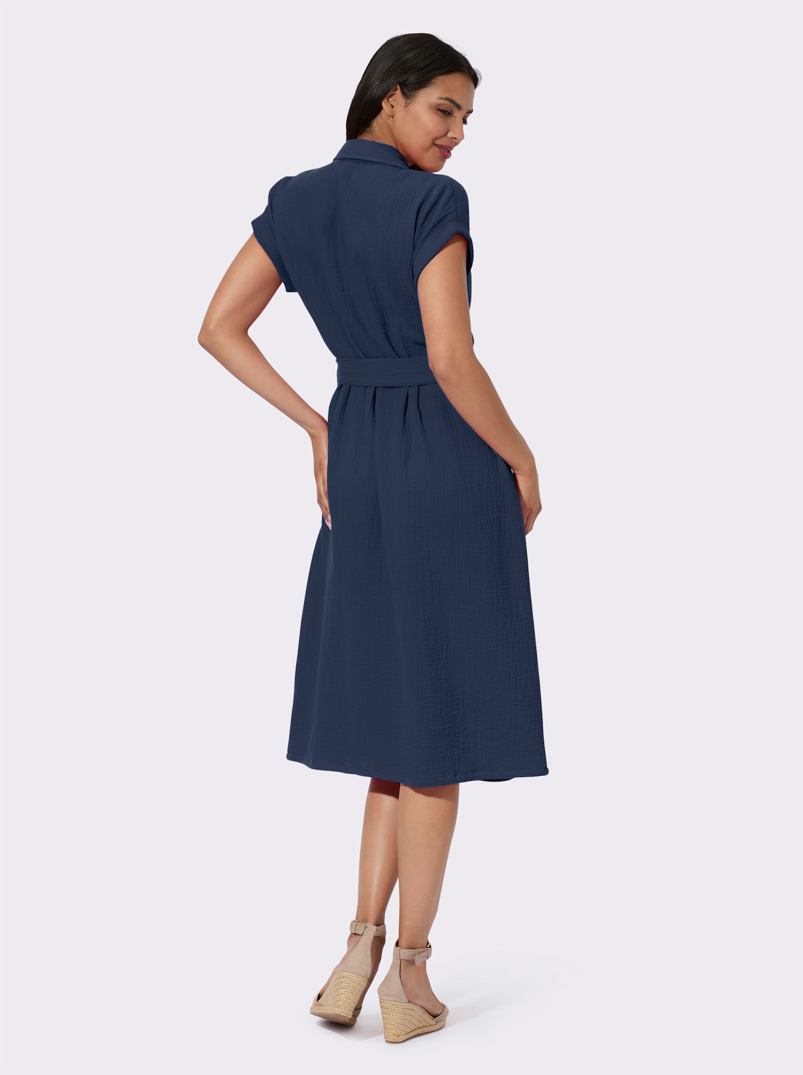 Baumwollkleid in Musselin-Qualität - dunkelblau