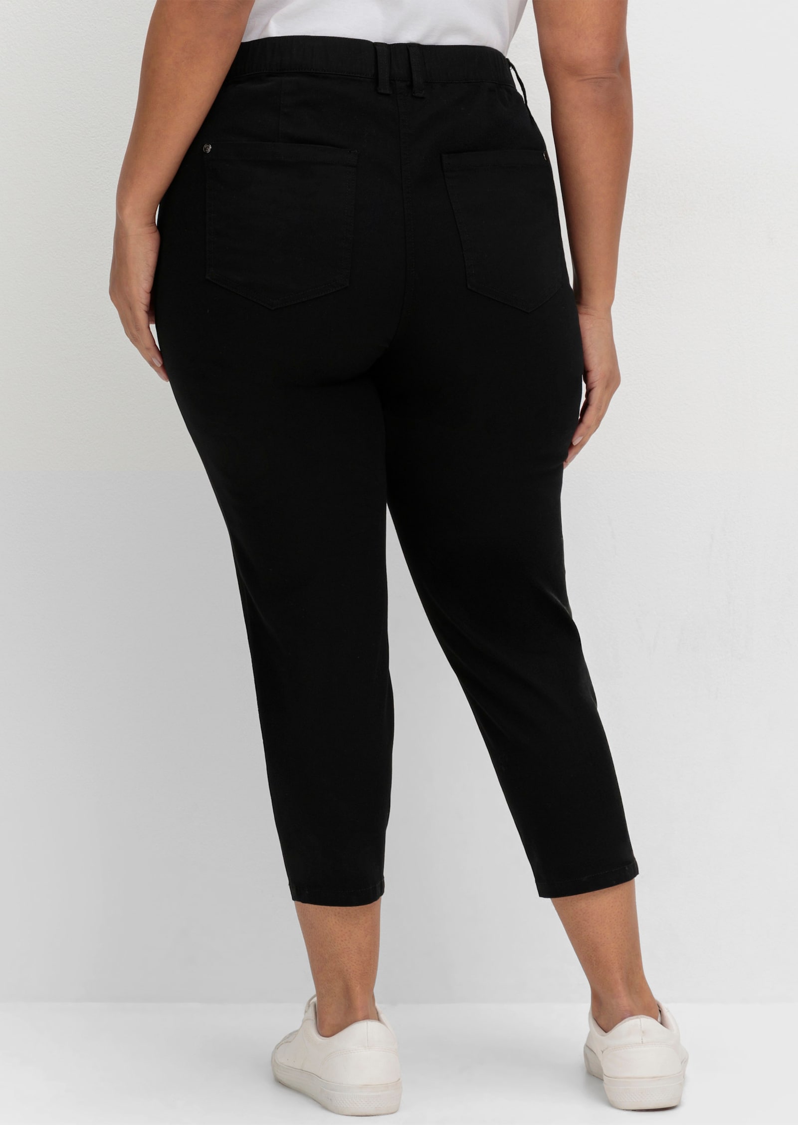 sheego 7/8-Hose mit Gummibund, schmale Beinform - schwarz