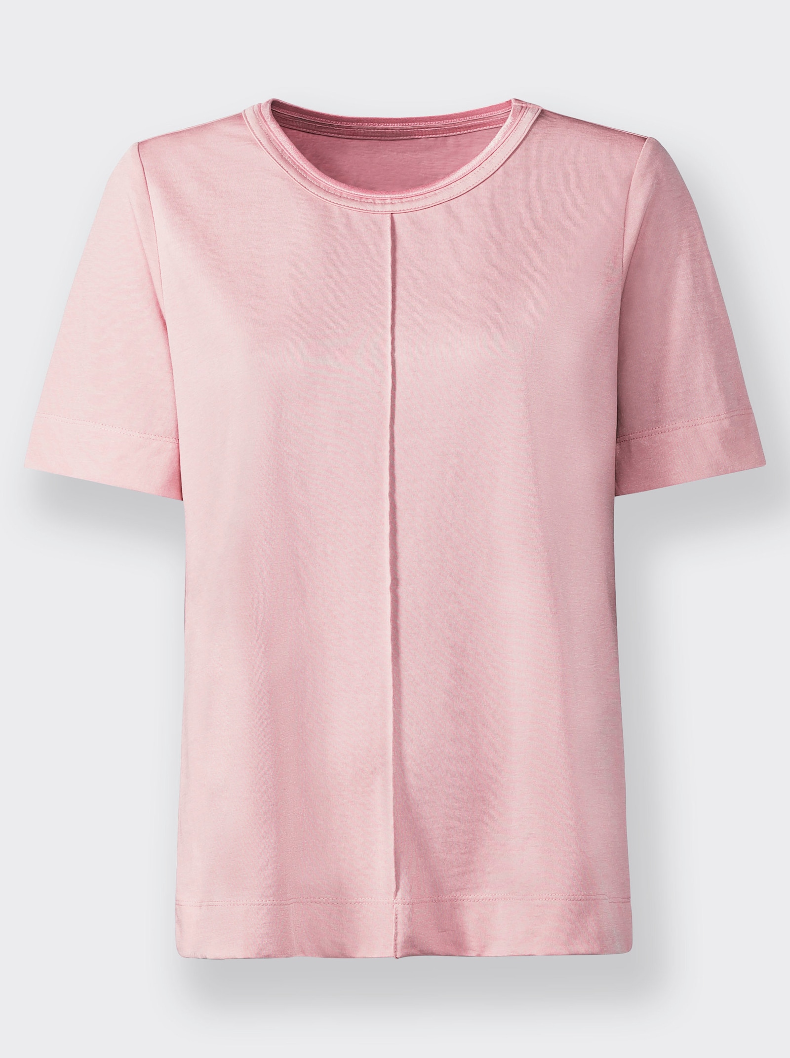 Rundhalsshirt Mit Biese, vorne - rosé
