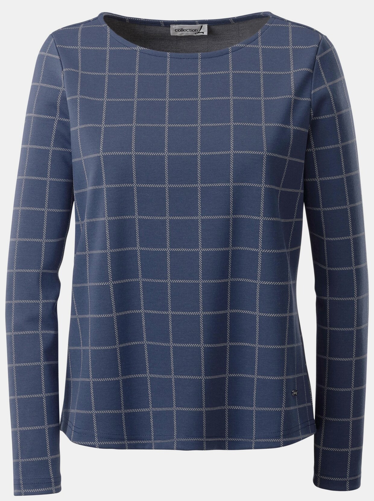 Langarmshirt - blau-kariert