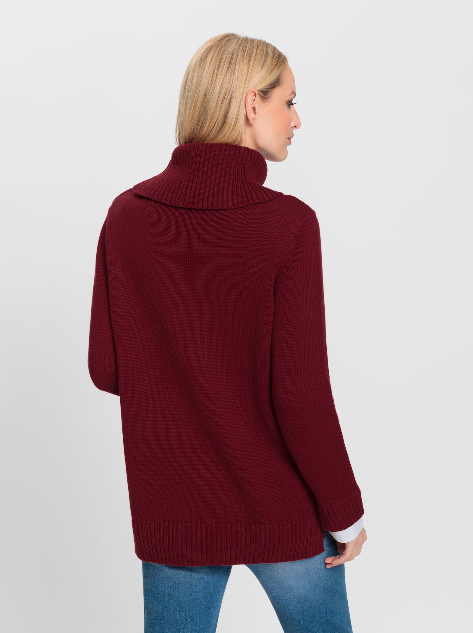 heine Rollkragenpullover im 2-in-1-Look - dunkelrot