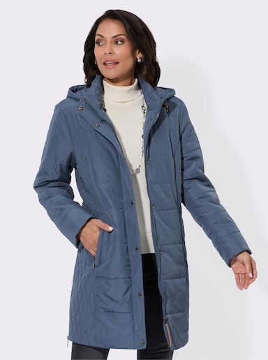 Longjacke mit abzippbarer Kapuze - rauchblau