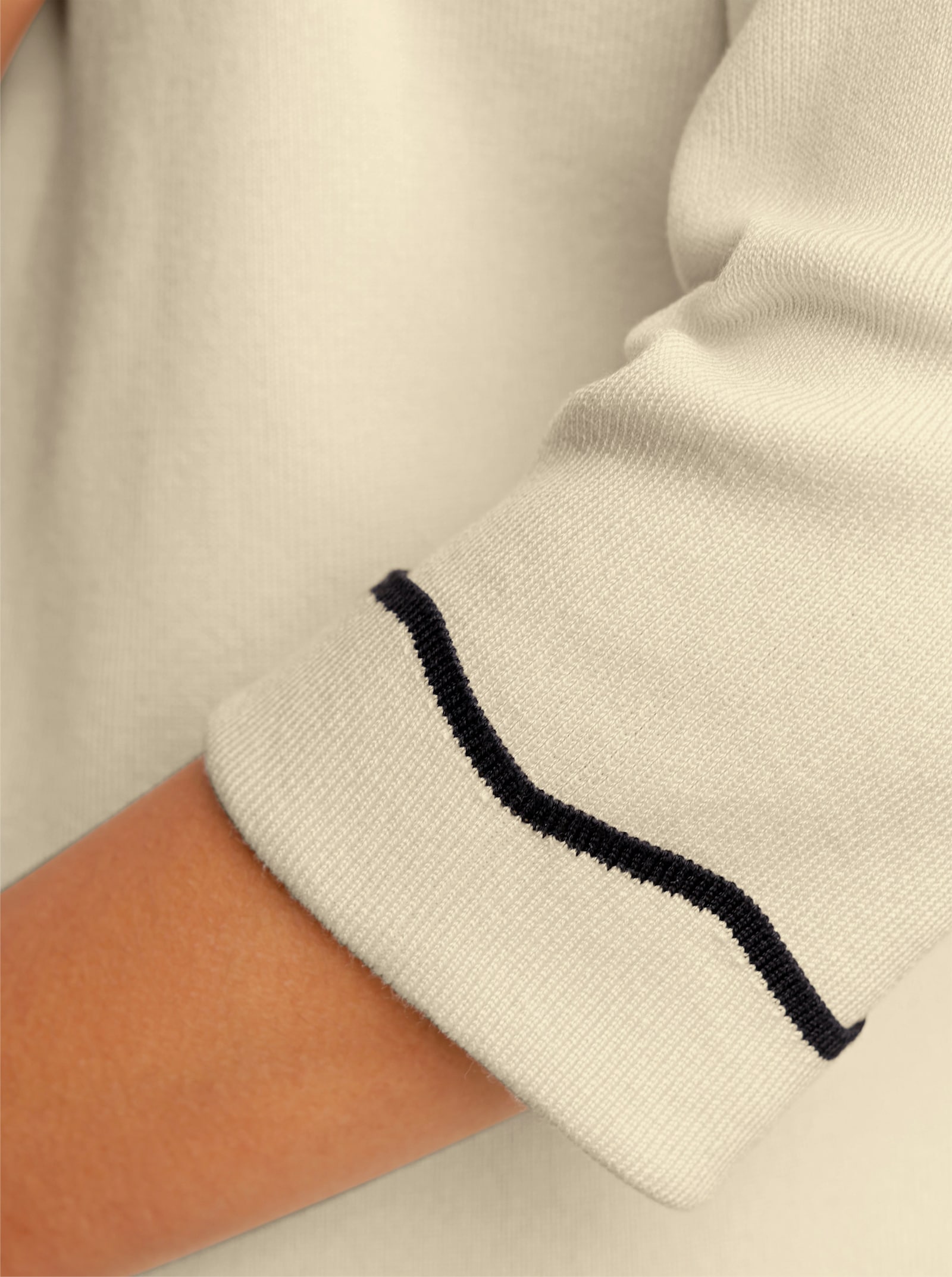 CREATION L PREMIUM Rollkragenpullover mit gewellte Abschlüssen - champagner-schwarz