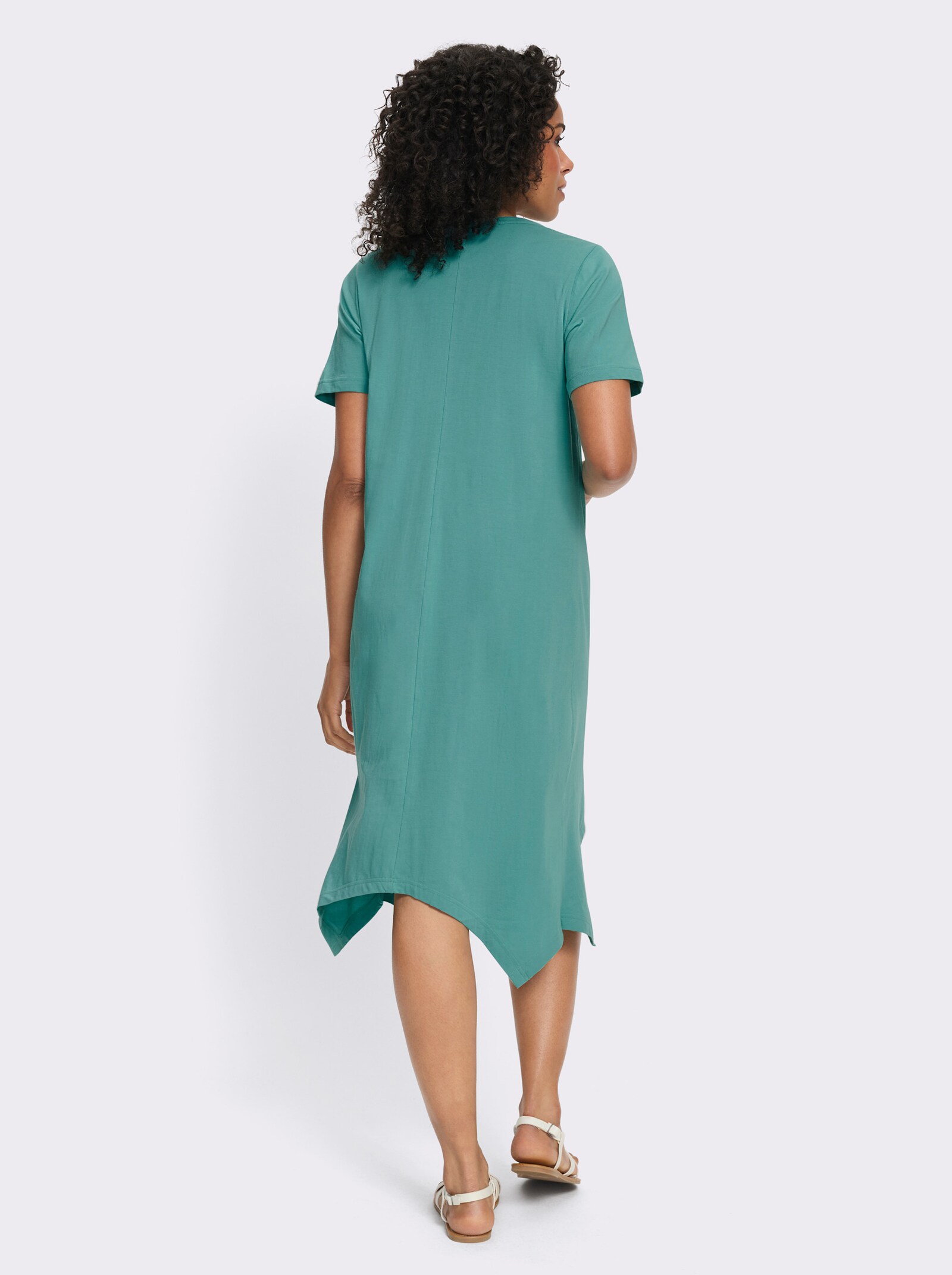 A-Linien-Kleid mit durchgehender Knopfleiste - salbei