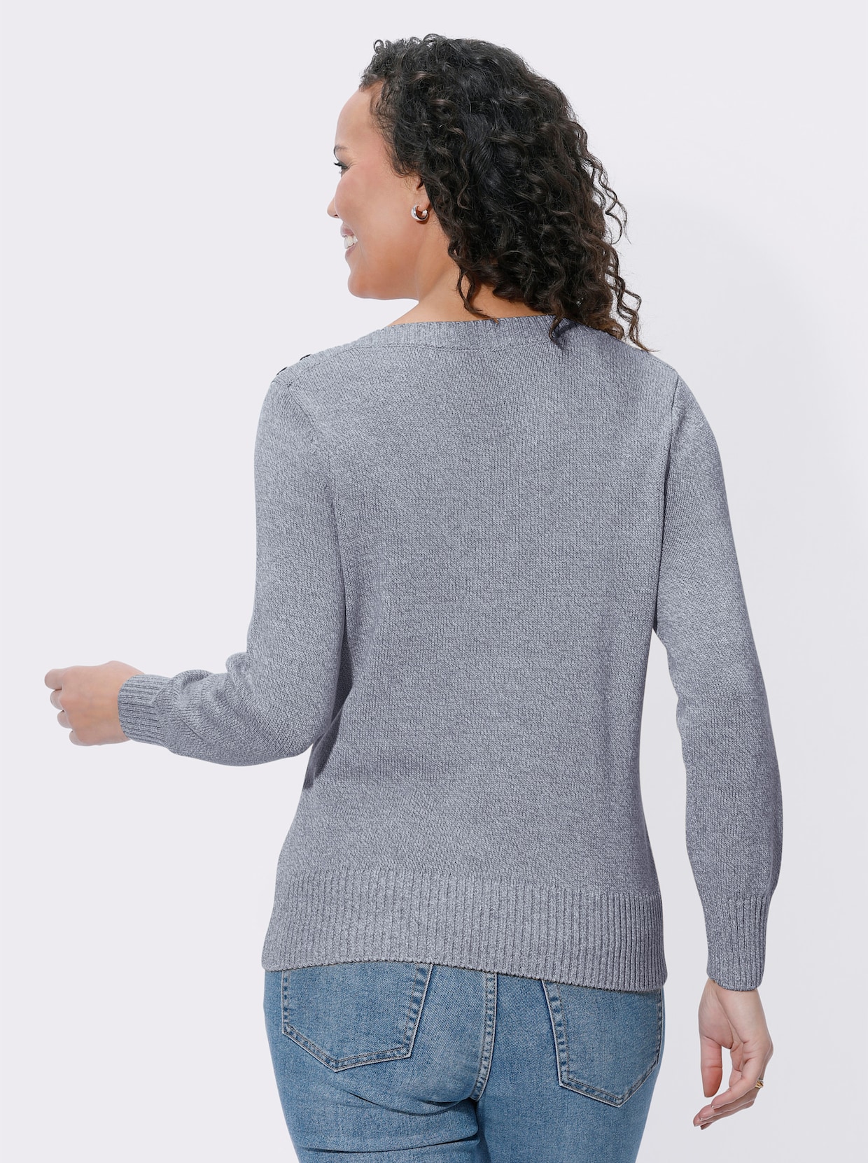 Pullover - taubenblau-meliert