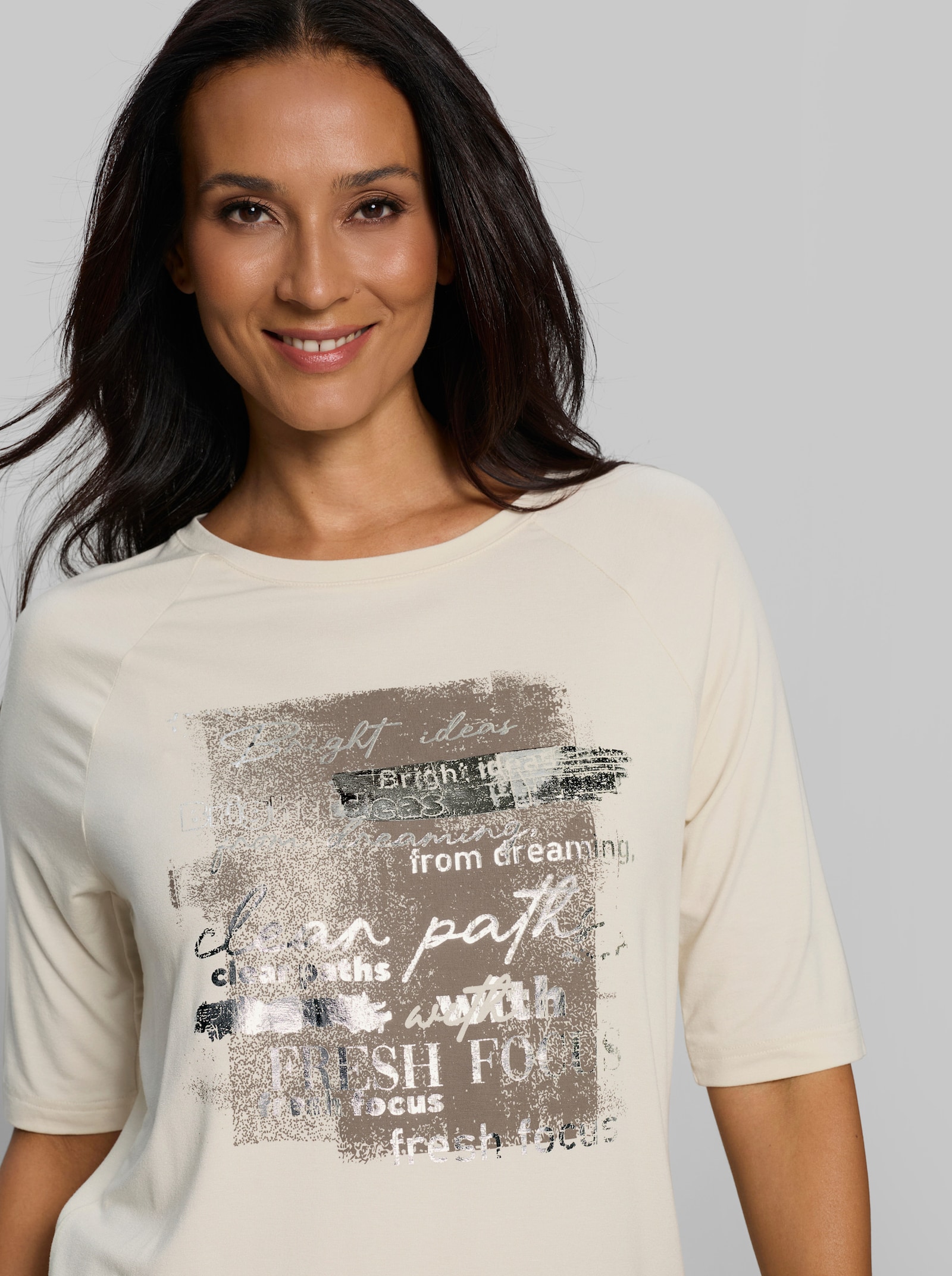 heine Kurzarmshirt mit Tunnelzug und Bindeband - champagner
