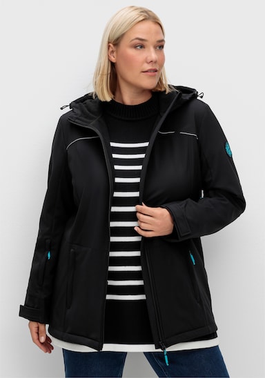 sheego Veste de ski Softshell, imperméable et coupe-vent - noir