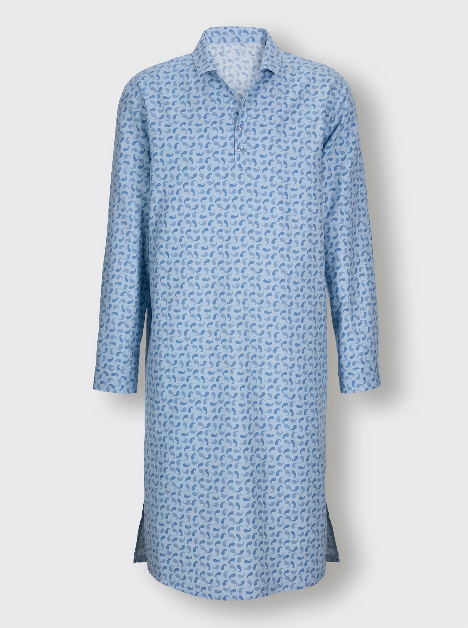 KINGsCLUB Nachthemd in Finette-Qualität - hellblau-gemustert