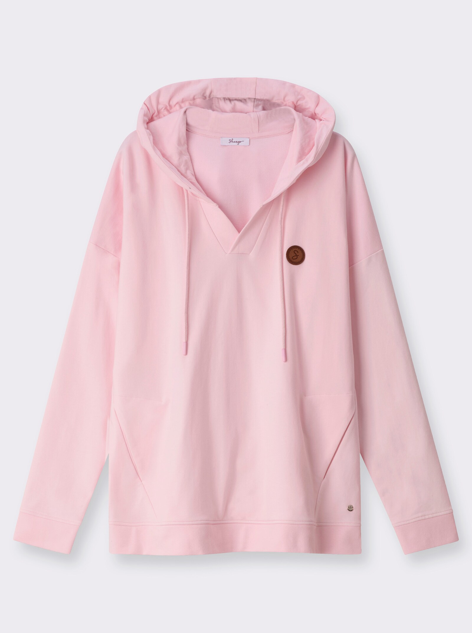 sheego Kapuzensweatshirt mit Nahttaschen - hellrosé