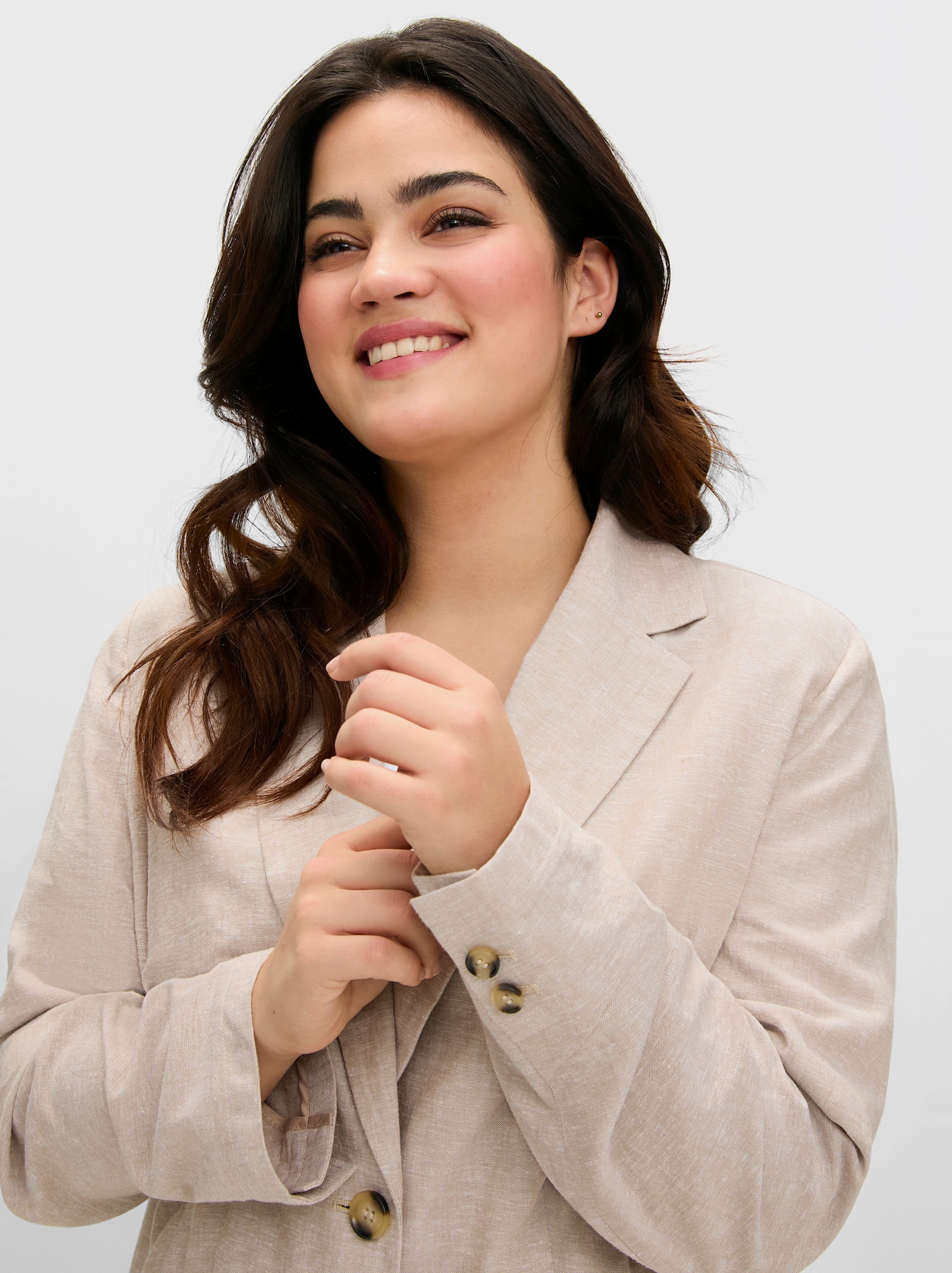 sheego Blazer im Leinenmix, leicht tailliert - beige