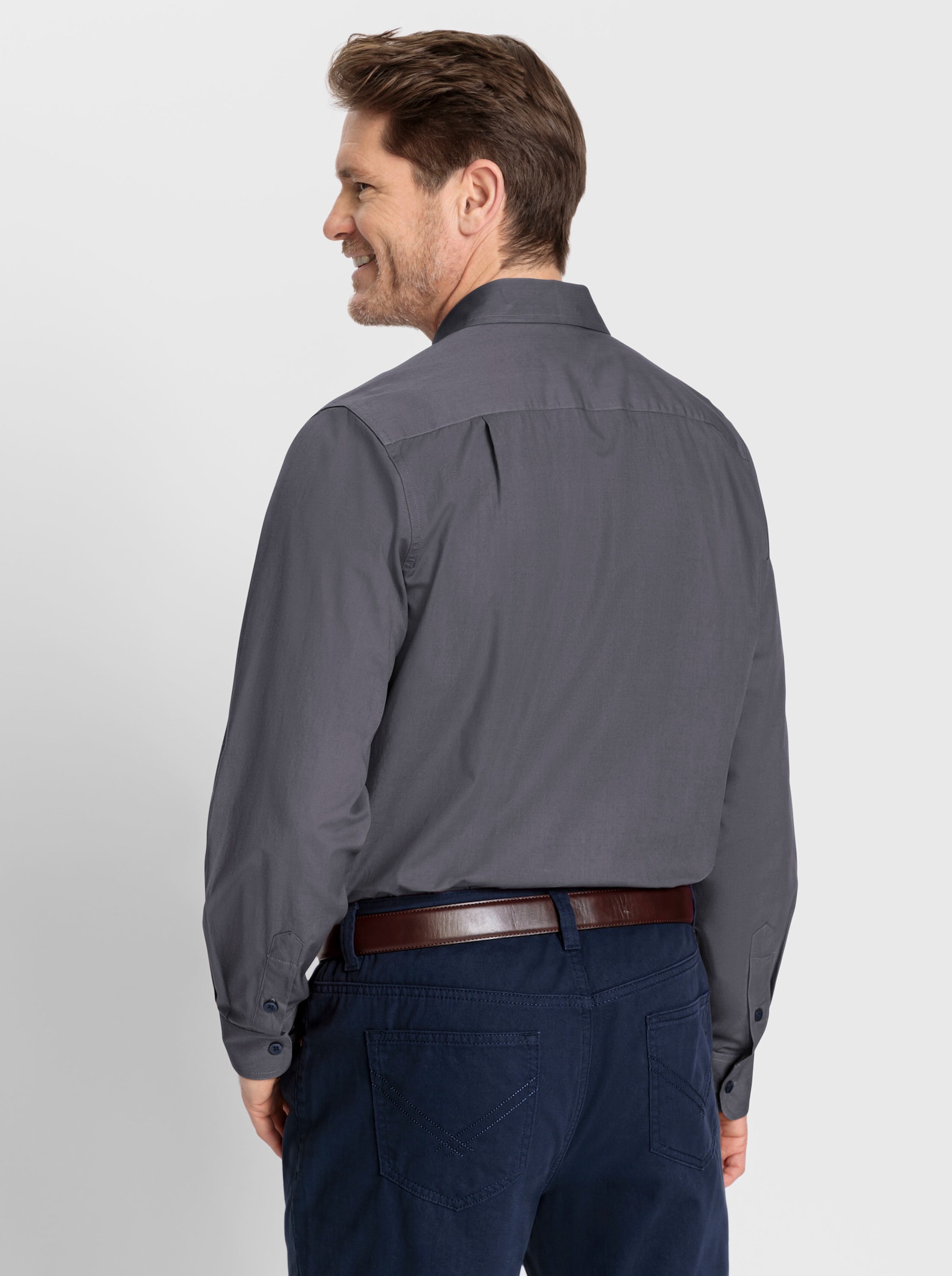 Marco Donati Långärmad skjorta i strykfritt material - antracit