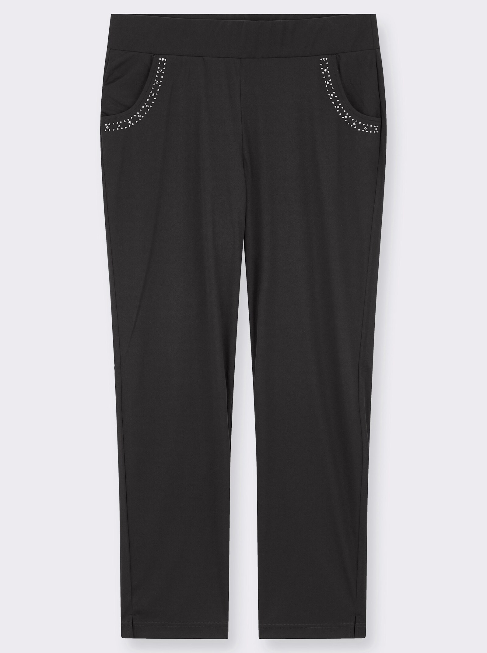 Schlupfhose mit Ziersteinchen - schwarz