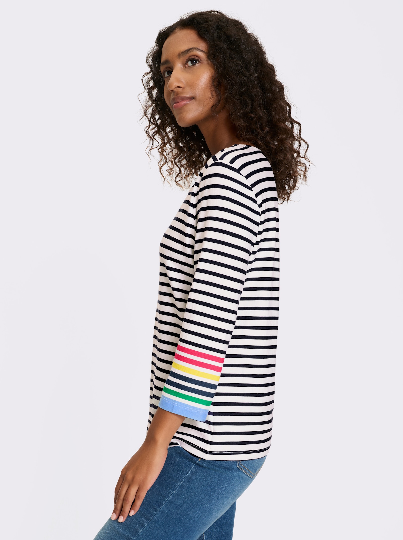 heine Shirt met 3/4-mouwen en streeppatroon - ecru/marine gestreept