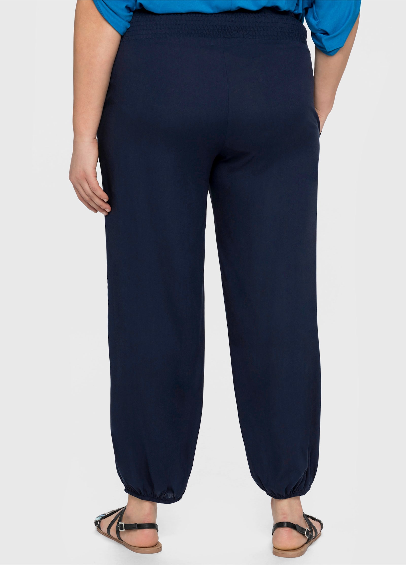 sheego Schlupfhose mit Smokbund, weite Form - marine