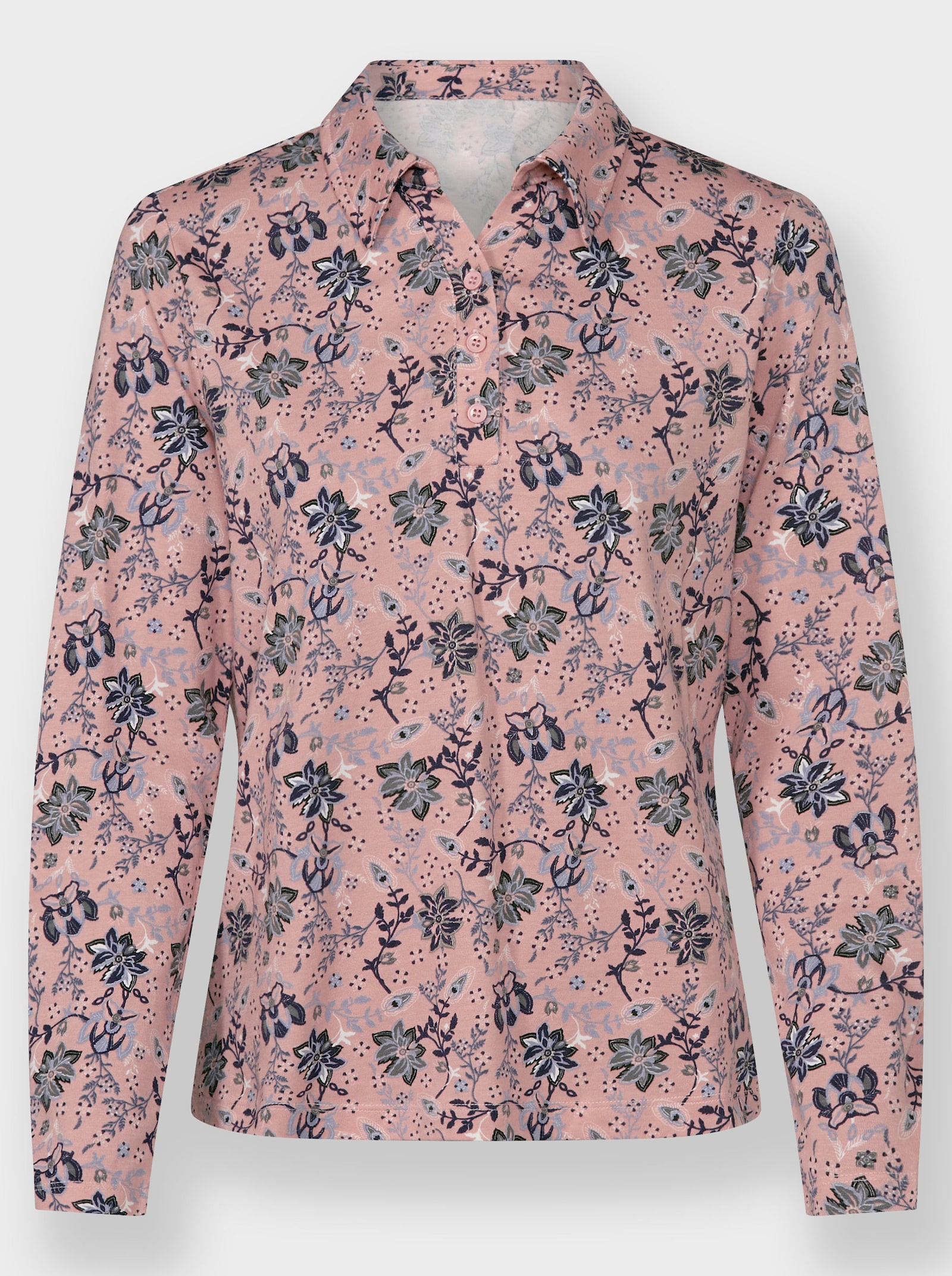 Print-Shirt mit Hemdkragen - rosenquarz-marine-bedruckt