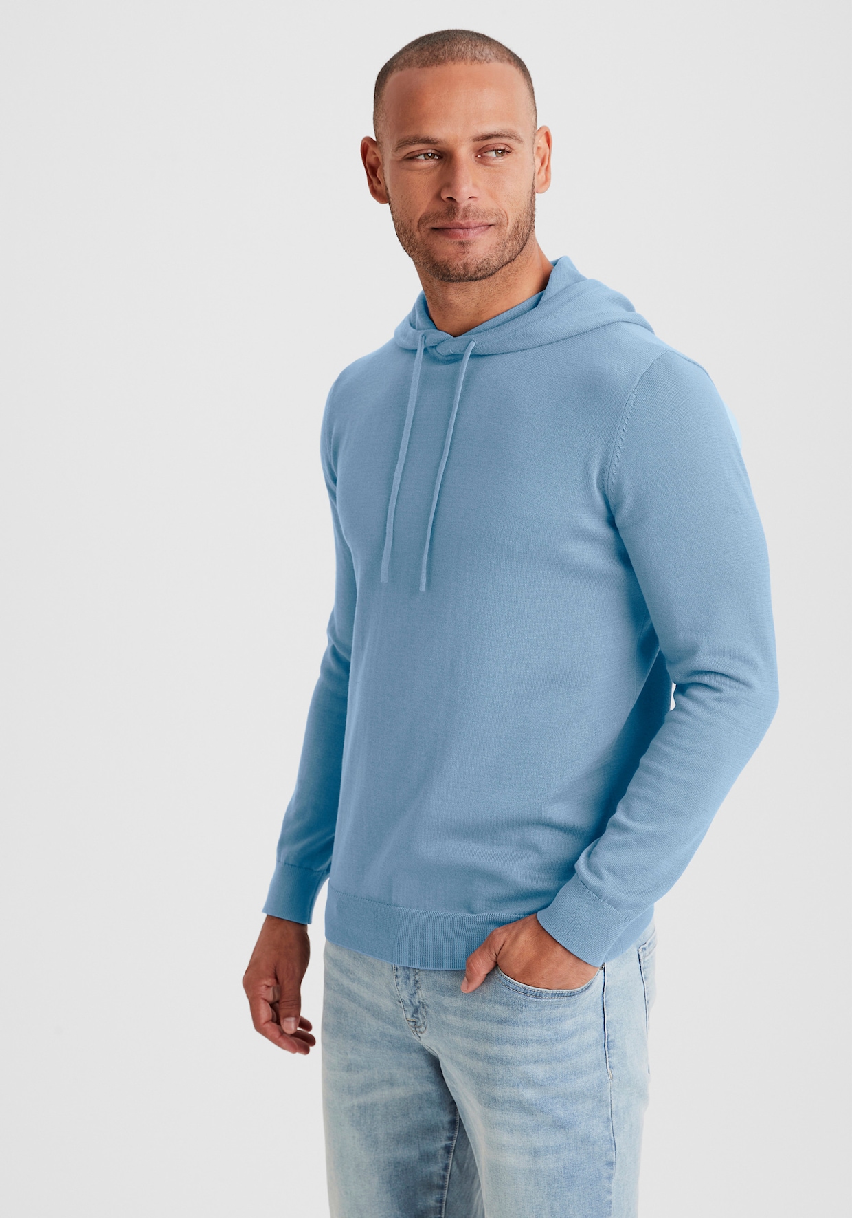 H.I.S Tricotvest - blauw gemêleerd