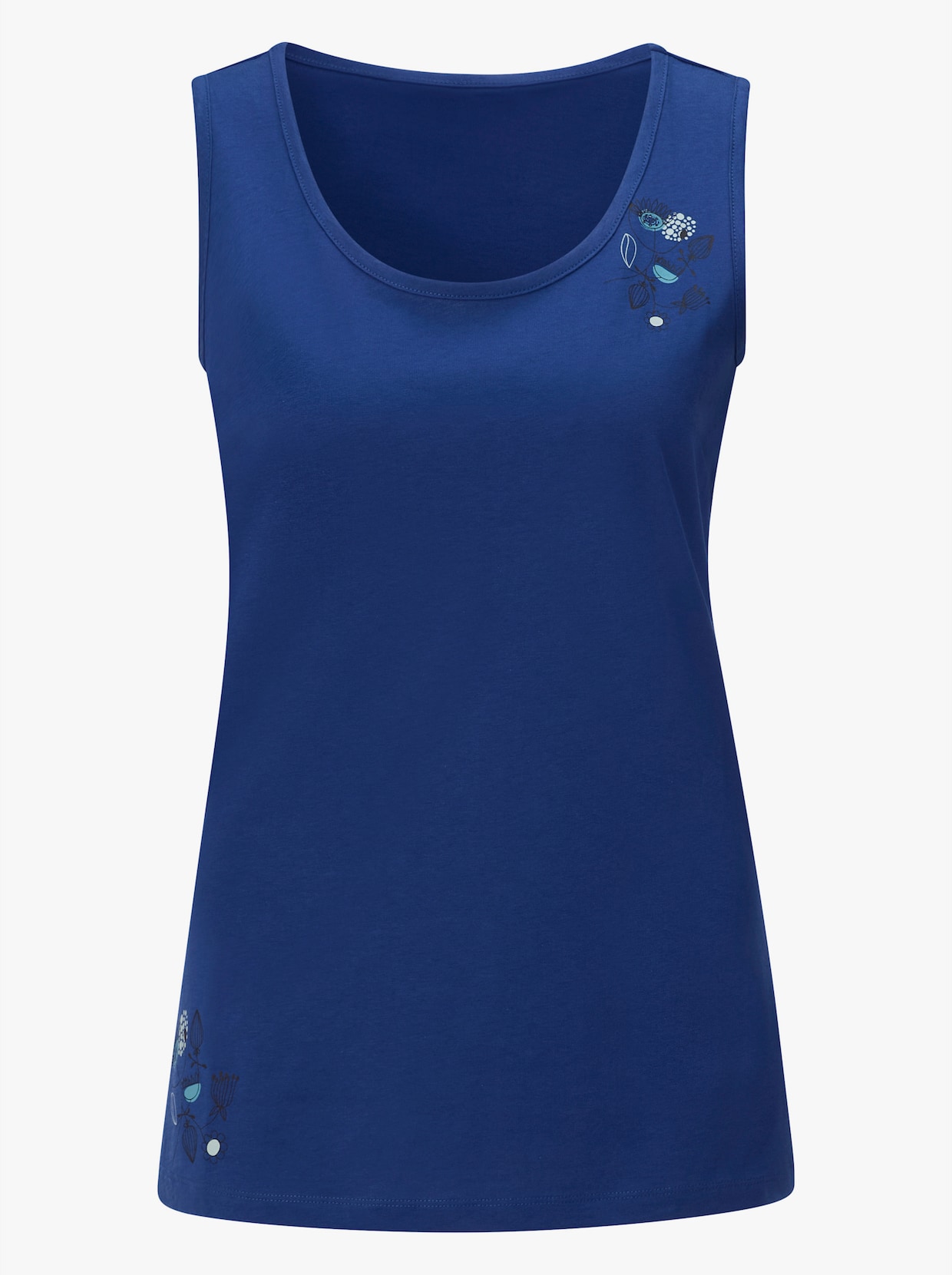 Sporttop mit Blüten-Motiven - royalblau