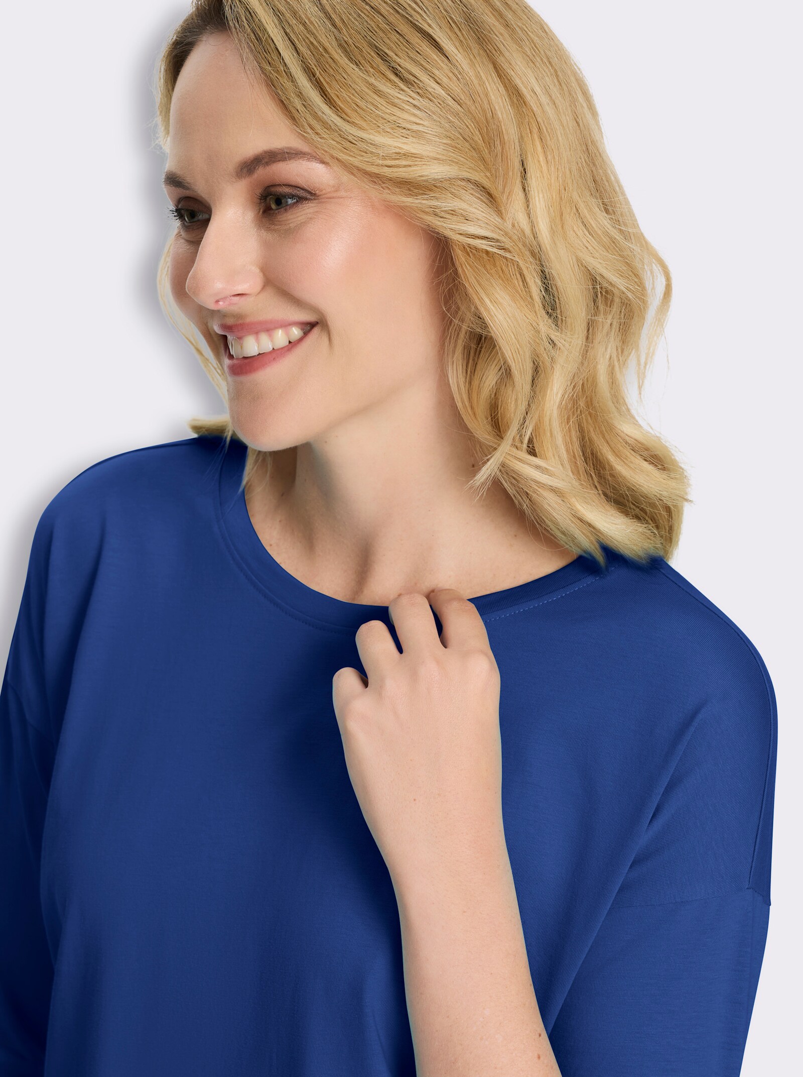 3/4-Arm-Shirt in Baumwoll-Qualität - royalblau