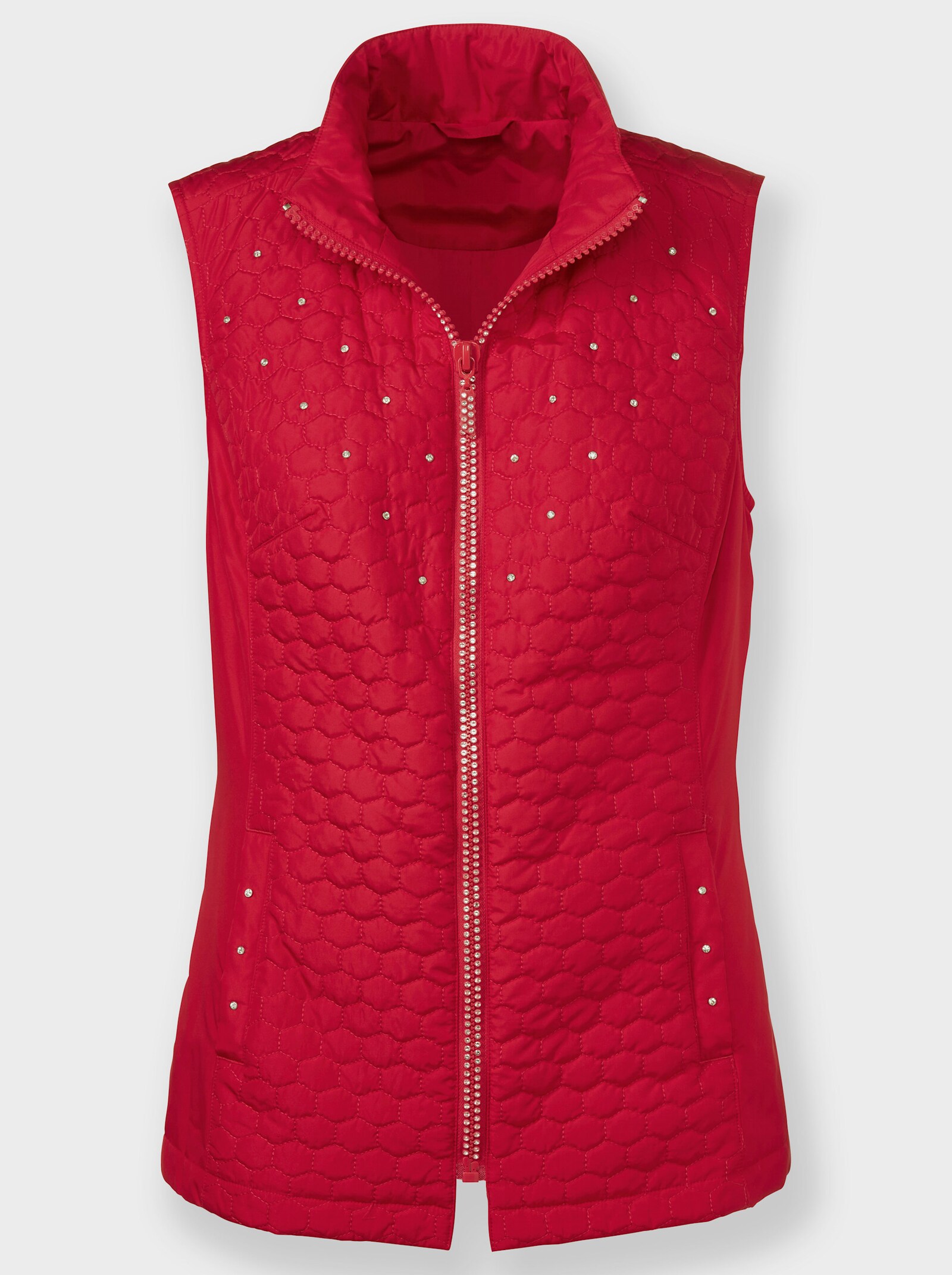 Prošívaná vesta s pajetkami - červená