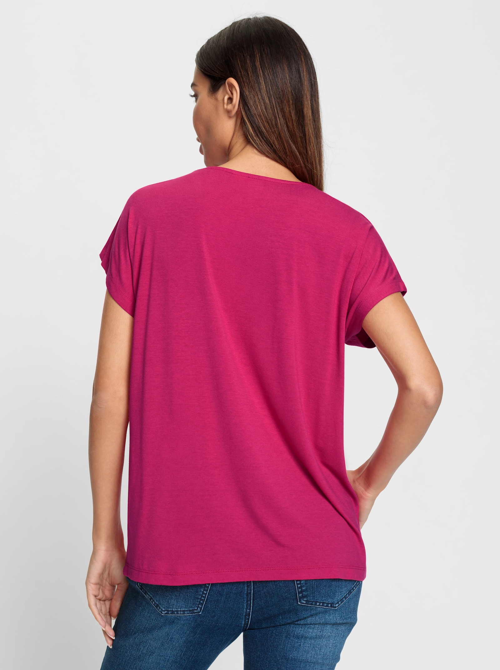 heine Shirt met ronde hals en glittersteentjes - pink