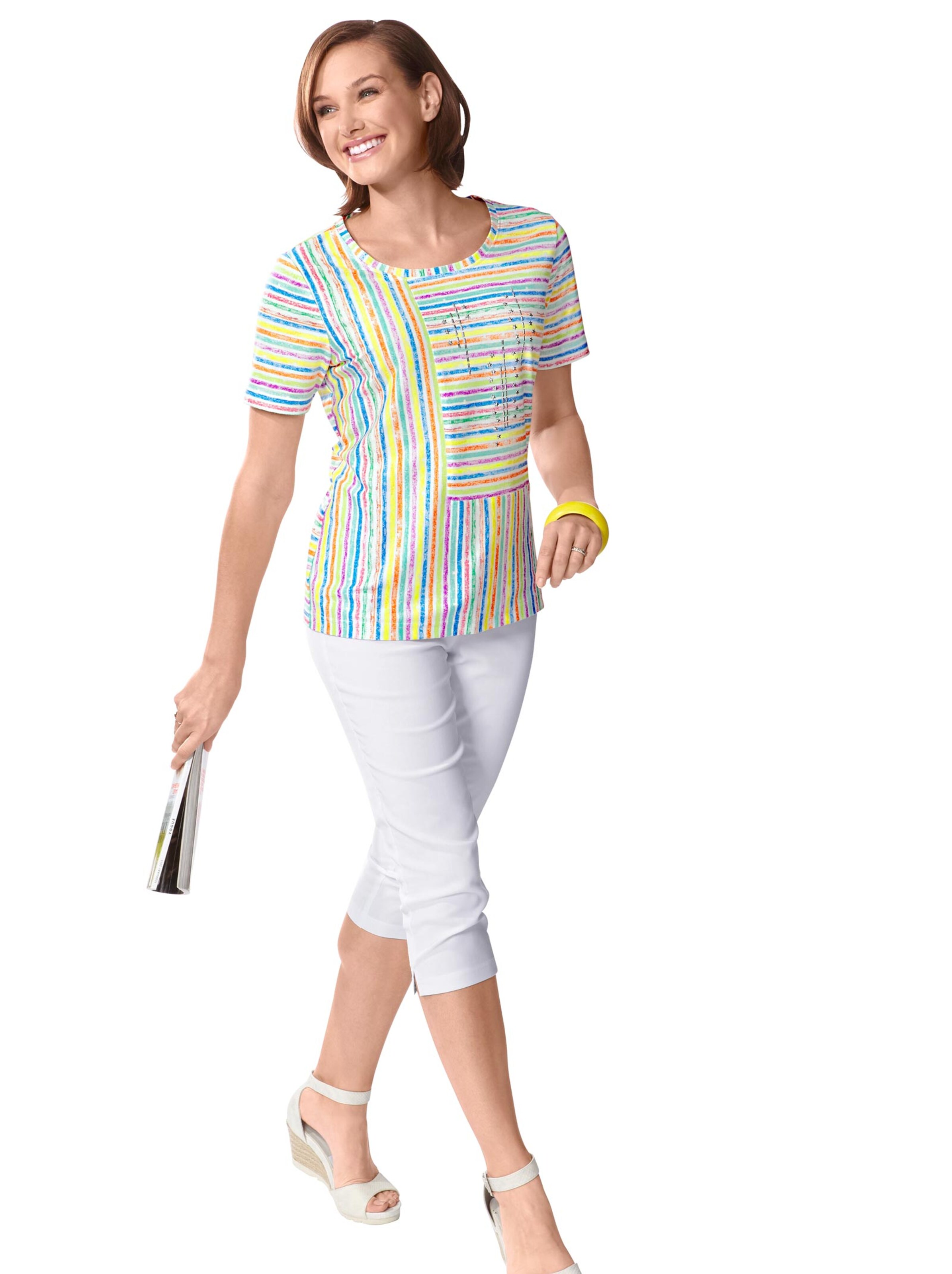 Shirt - weiß-gelb-gestreift